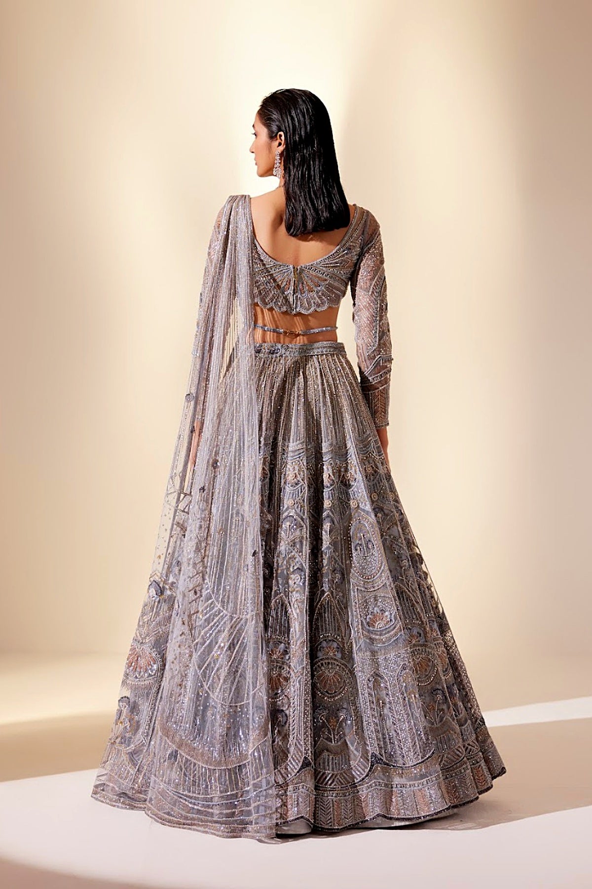 Metallic Blush Floral Lehenga