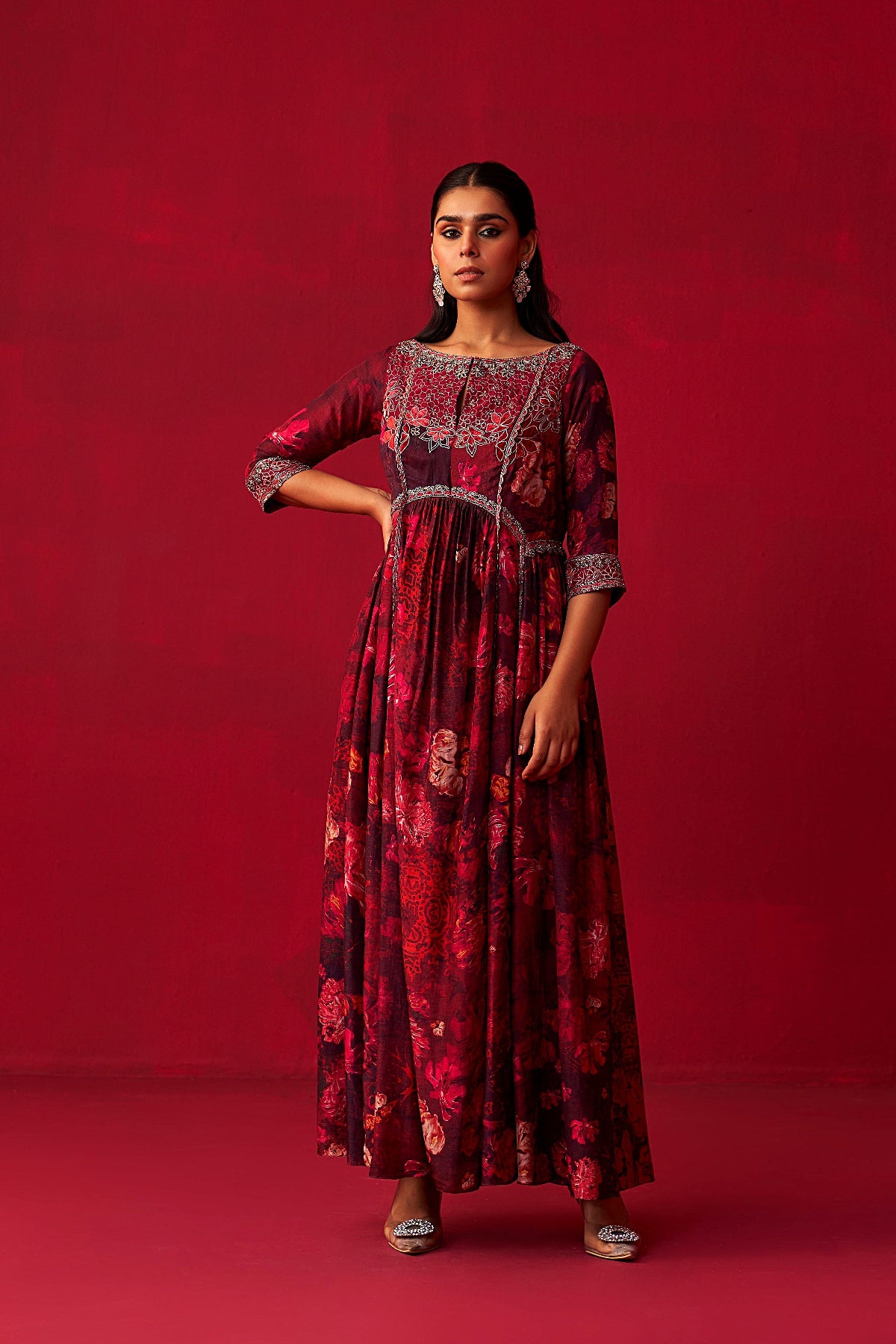 Pink Nature’s Bounty Paneled Kurta and Pants Set