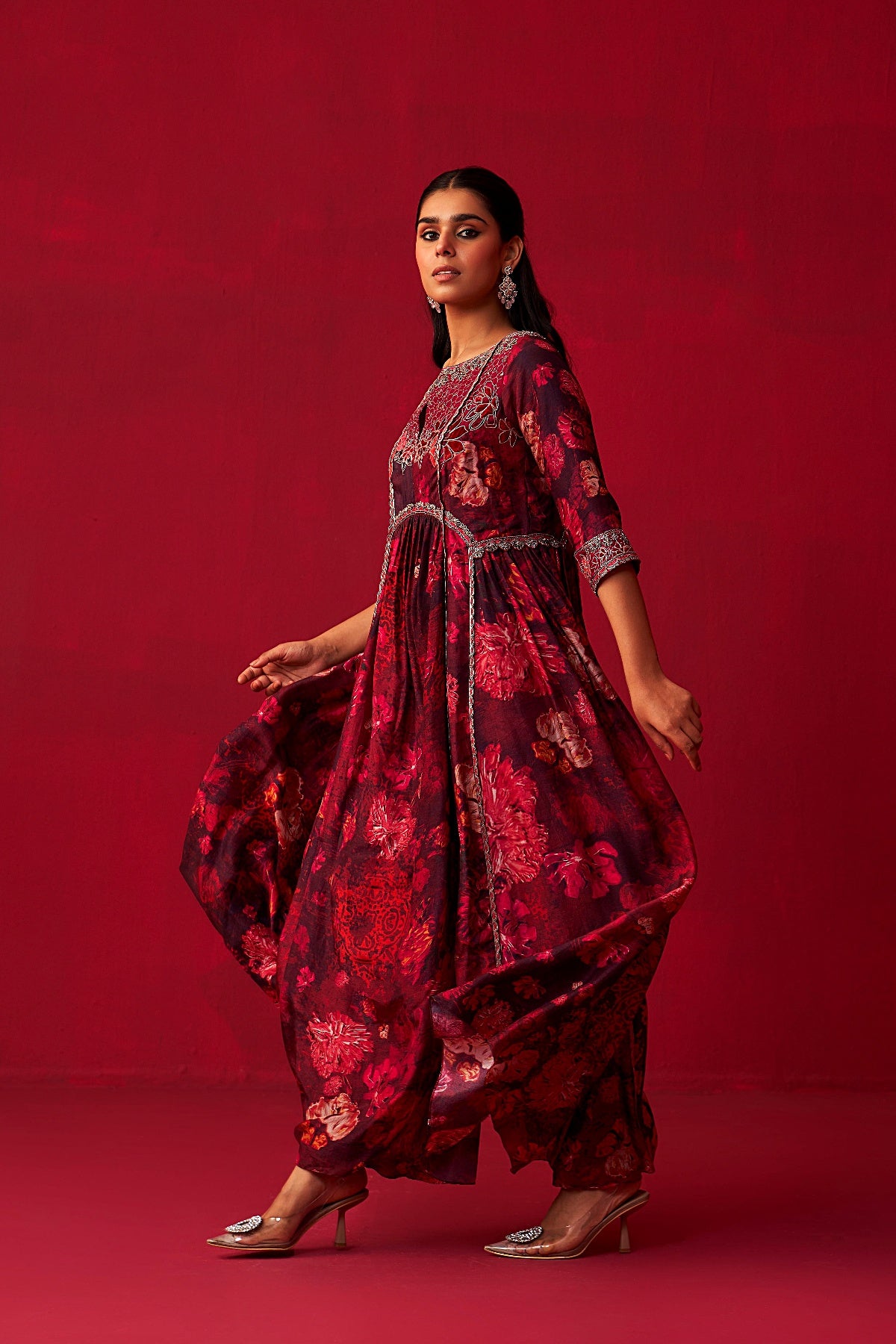 Pink Nature’s Bounty Paneled Kurta and Pants Set