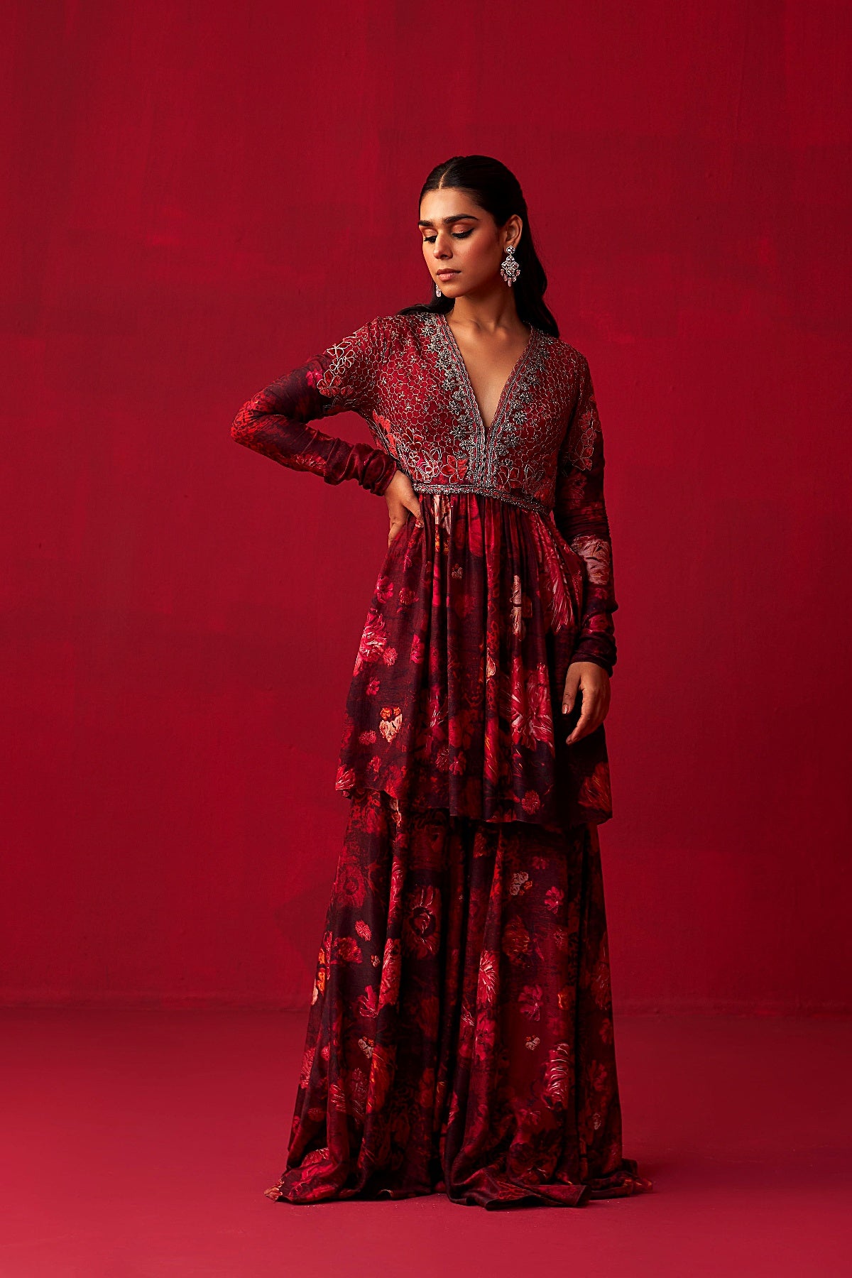 Pink Nature’s Bounty Anarkali and Sharara set