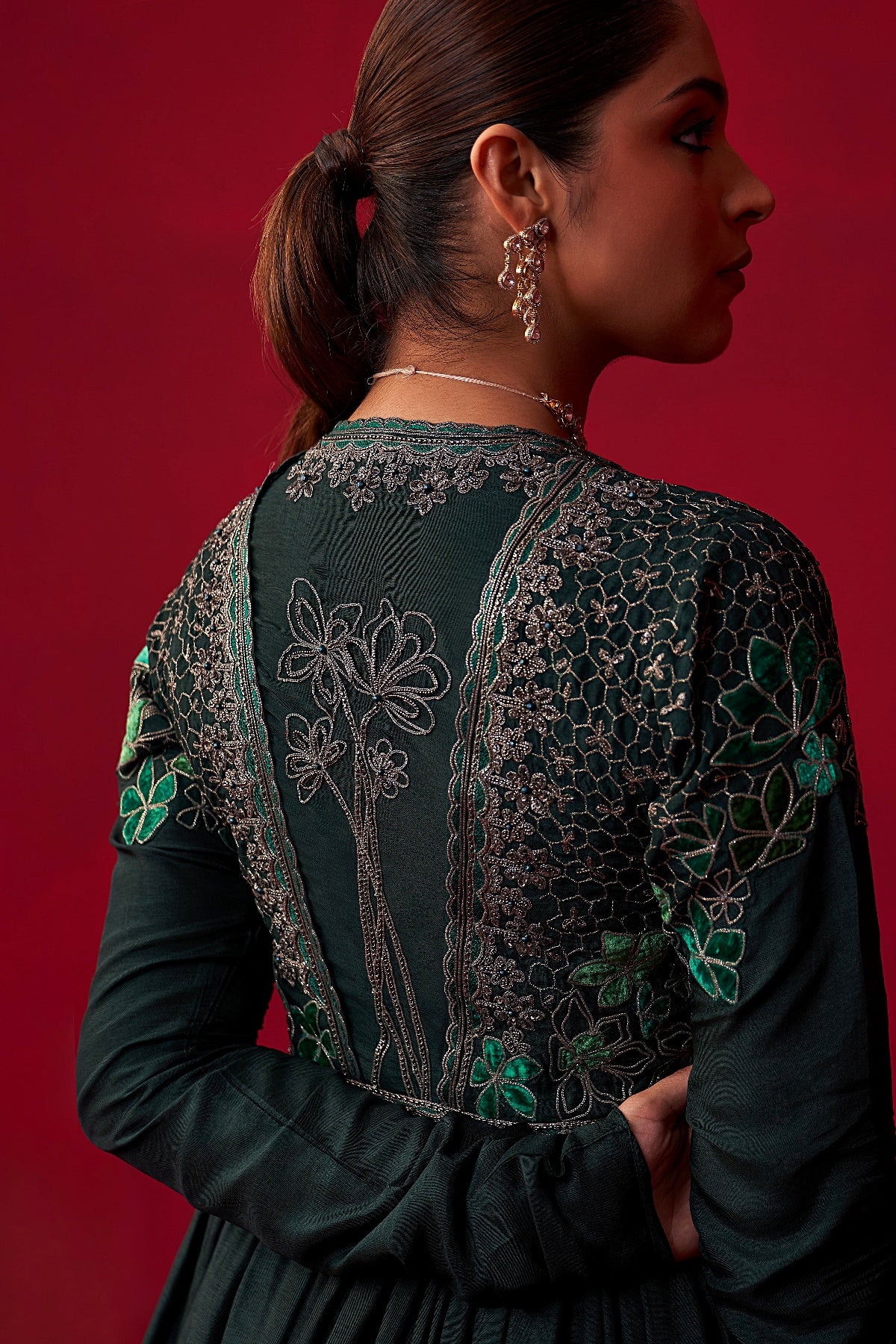 Green Nature’s Bounty Anarkali and Sharara set