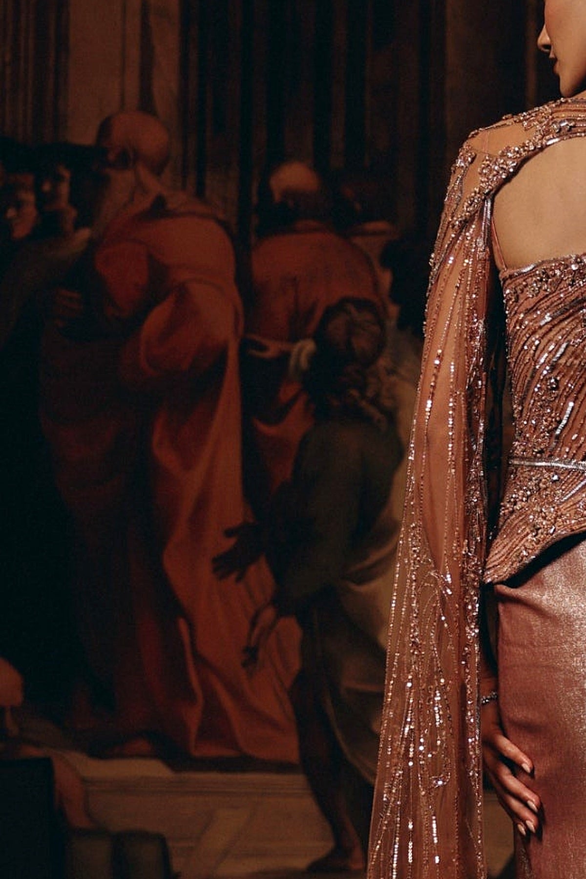 ROSE GOLD CAPE SAREE