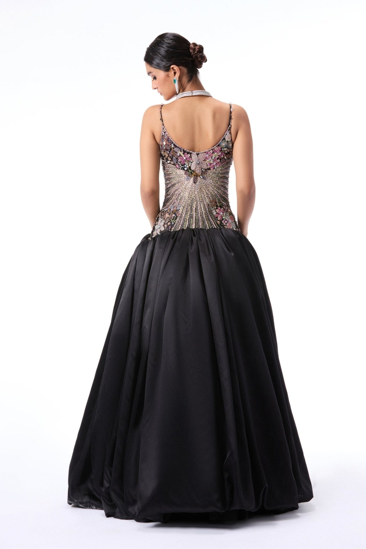 Sanya Malhotra in Sunflair - Black taffeta satin gown