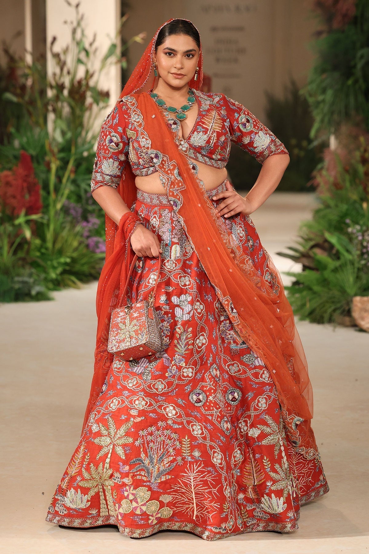 Sunspell - rust raw silk Lehenga