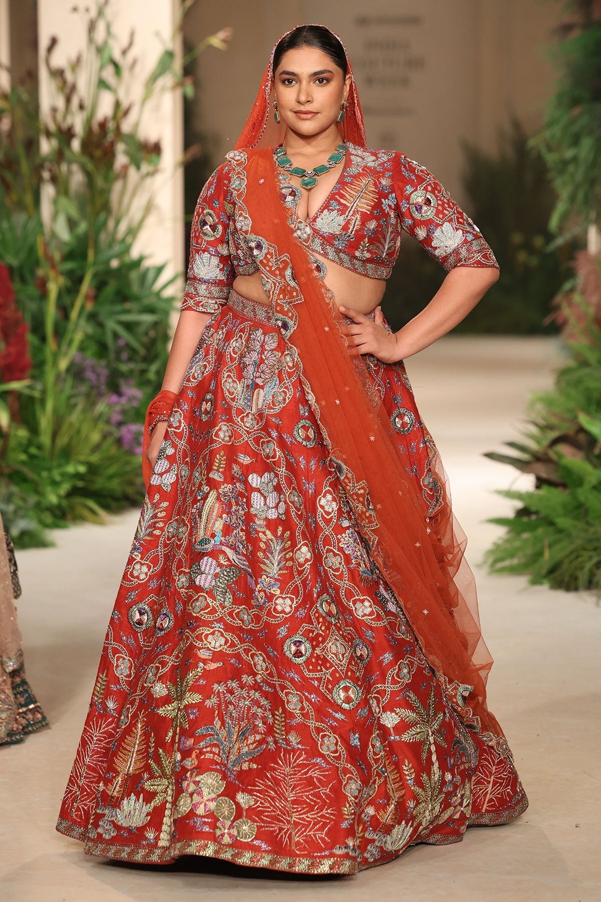 Sunspell - rust raw silk Lehenga
