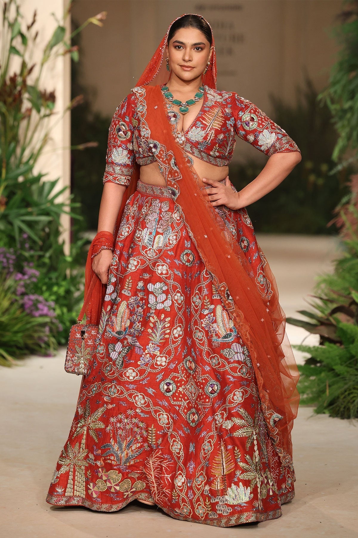 Sunspell - rust raw silk Lehenga