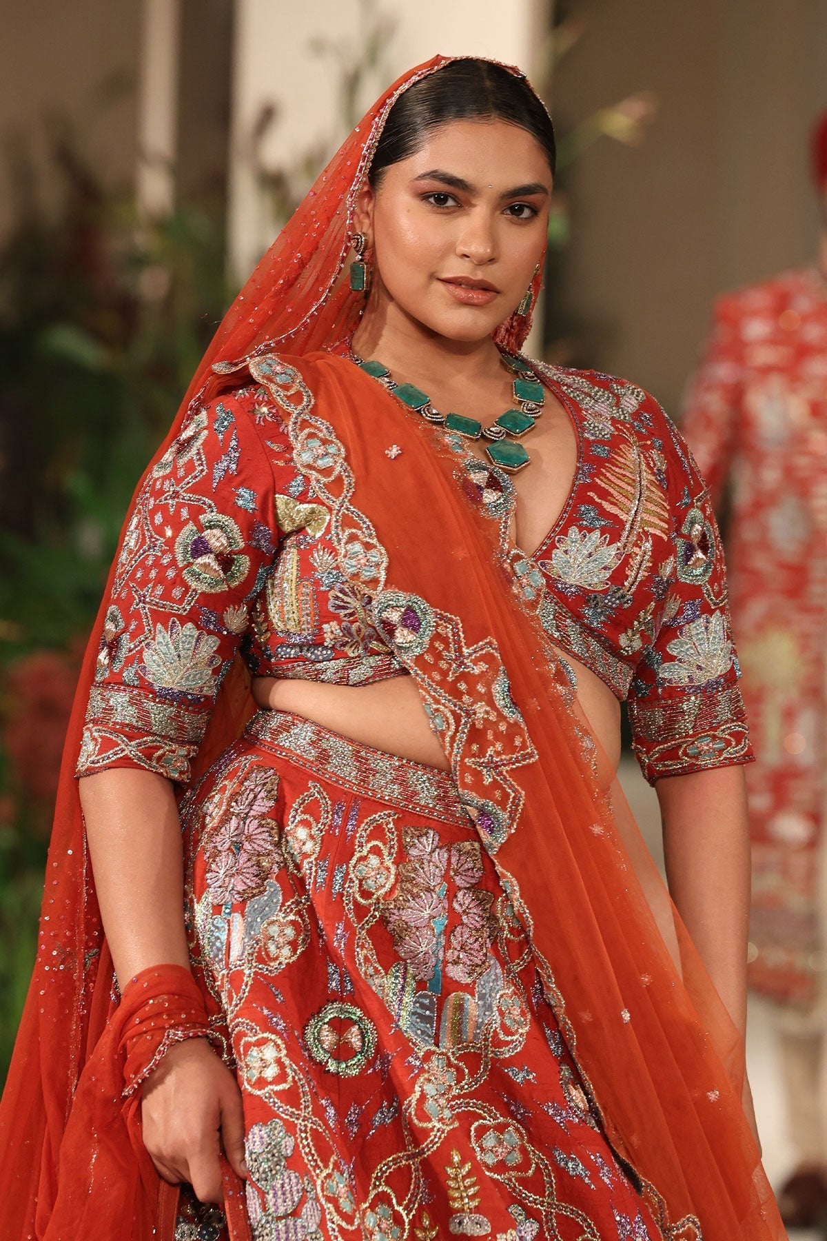 Sunspell - rust raw silk Lehenga