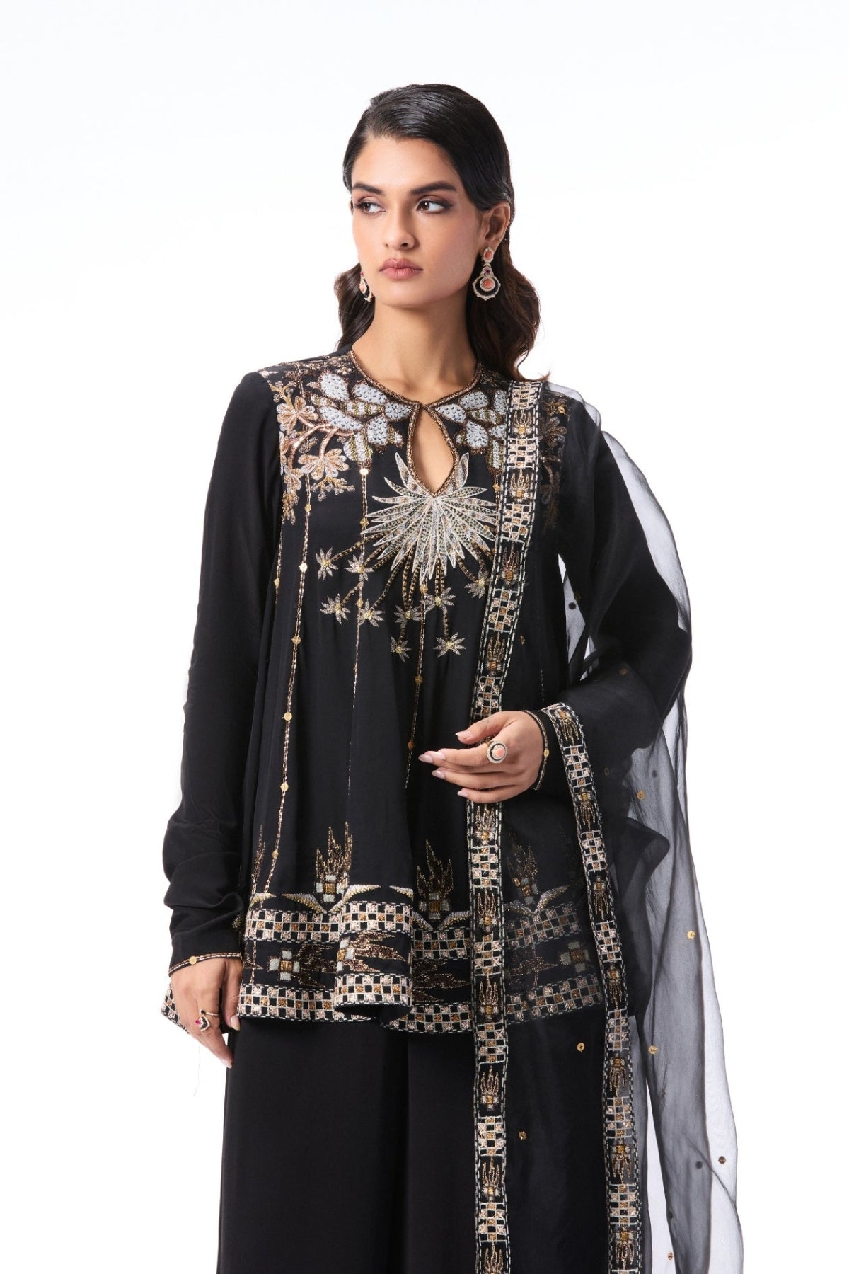 Etherbloom - Black mulberry crepe sharara