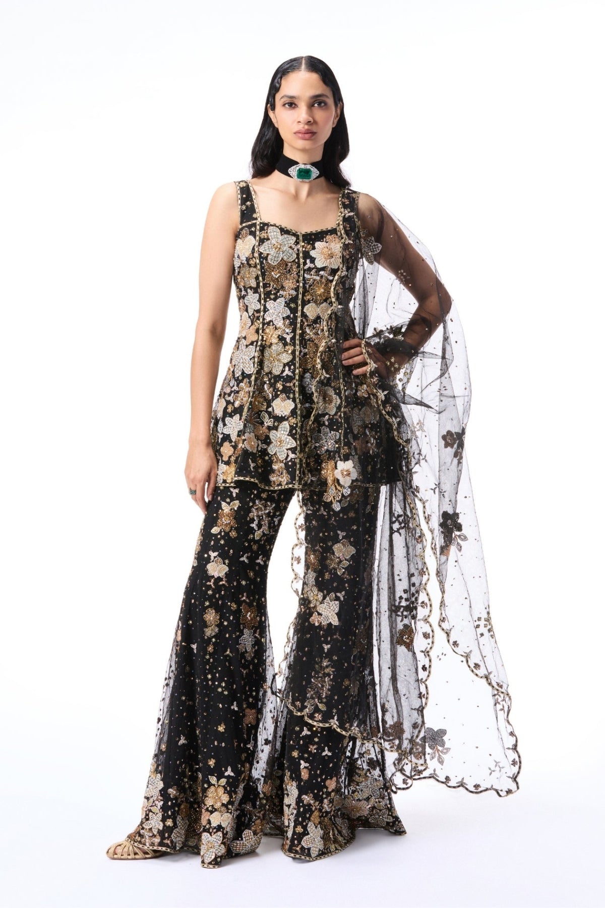 Ecruva - Black tulle sharara