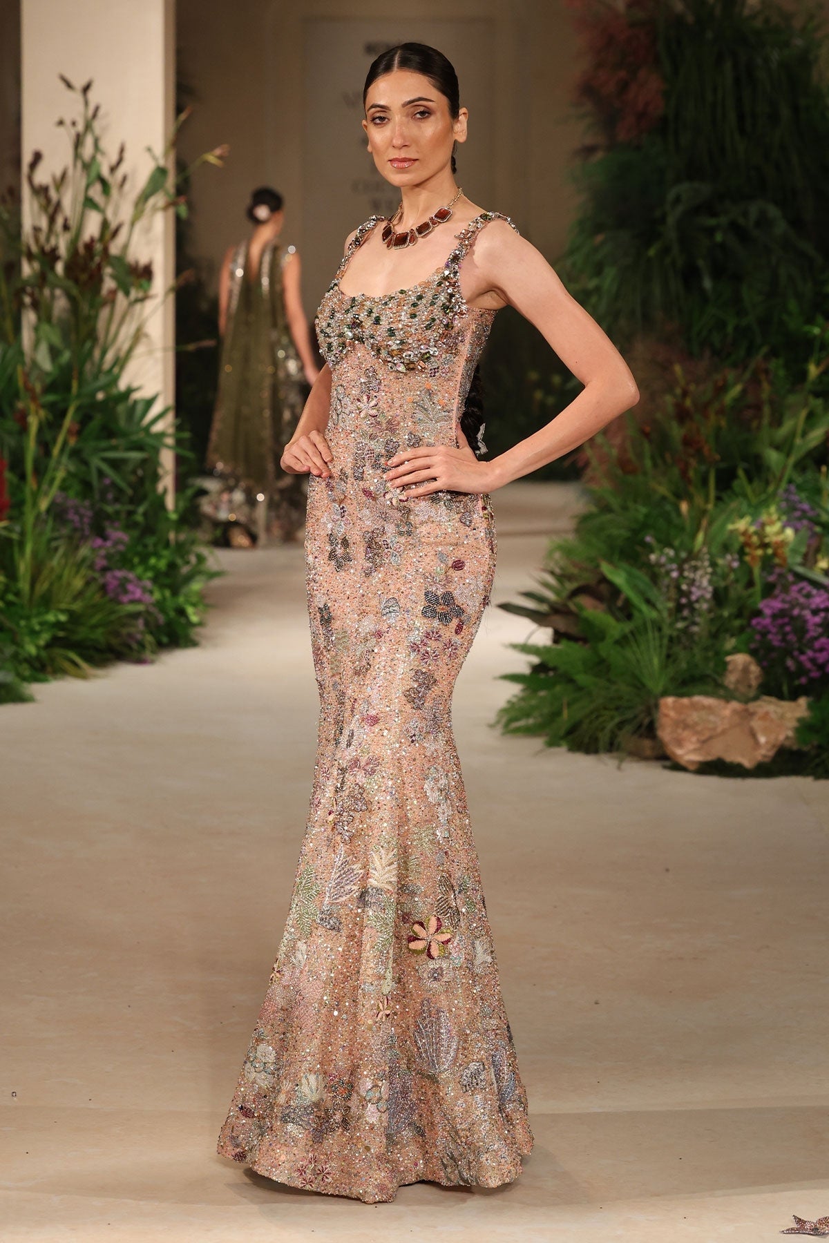 Emberglow - peach tulle gown