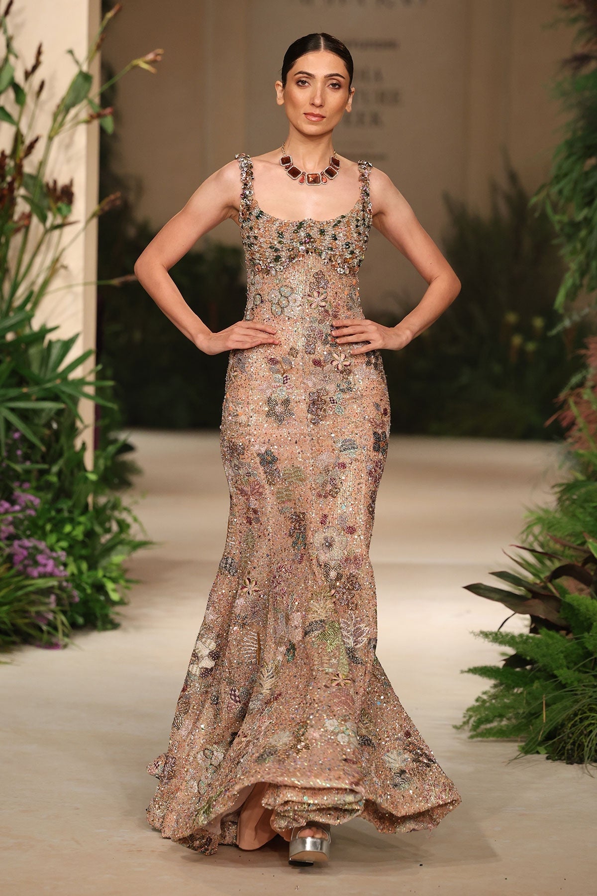 Emberglow - peach tulle gown