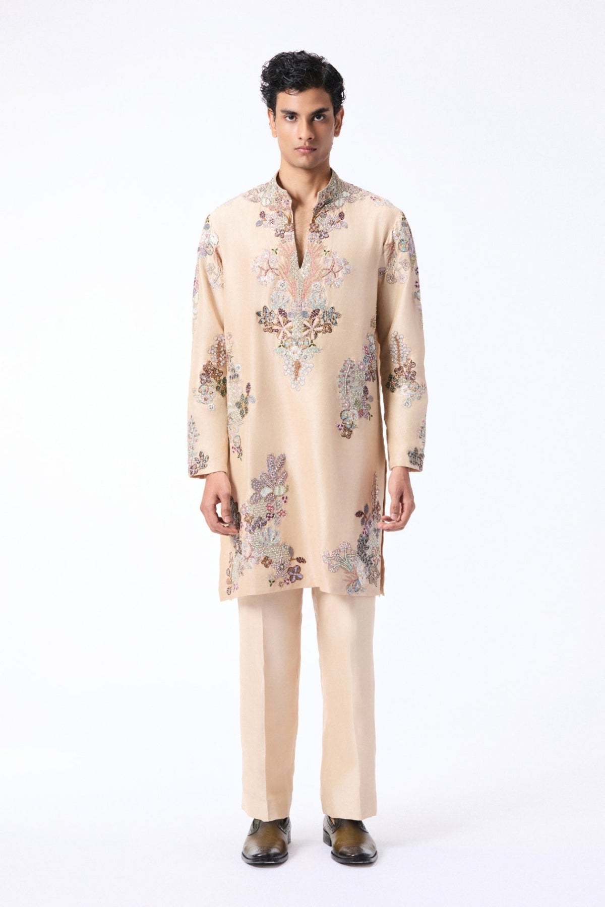 Gloverse - ivory dupion silk kurta