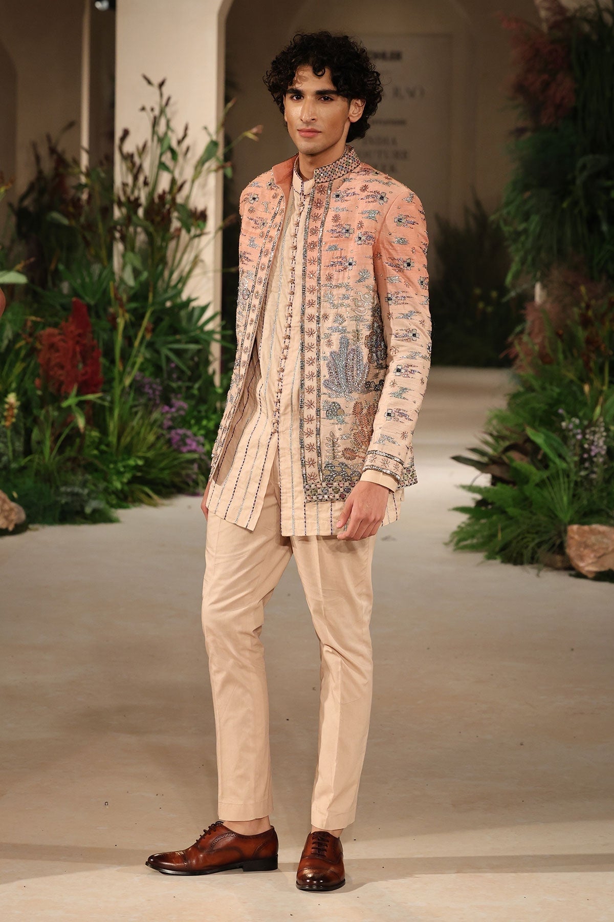 Petalplay - Cantaloupe Sandstone raw silk Jacket Set