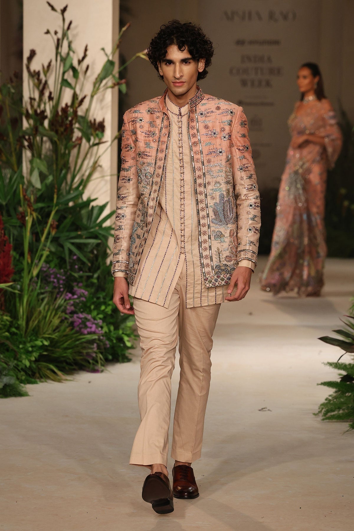 Petalplay - Cantaloupe Sandstone raw silk Jacket Set