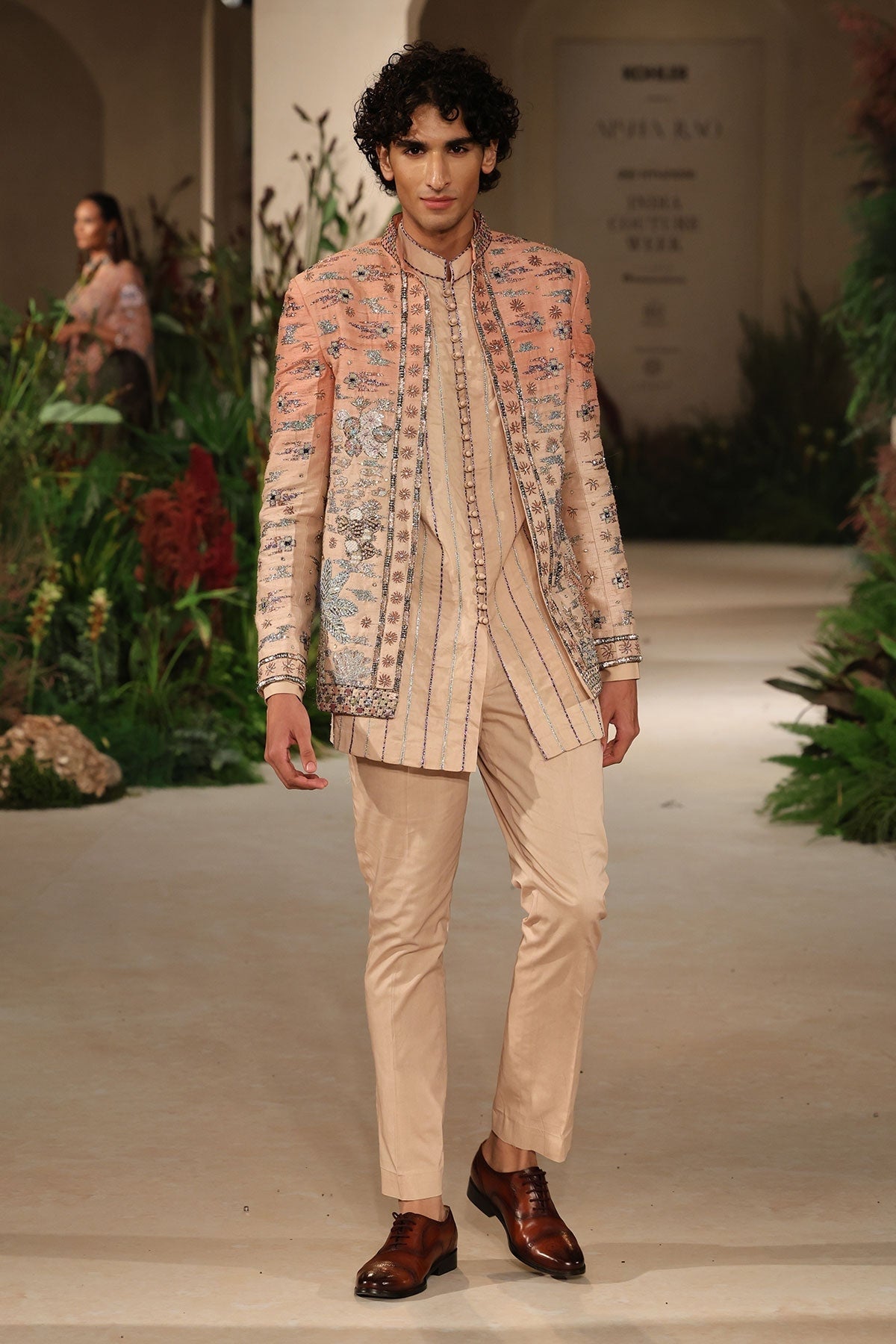 Petalplay - Cantaloupe Sandstone raw silk Jacket Set