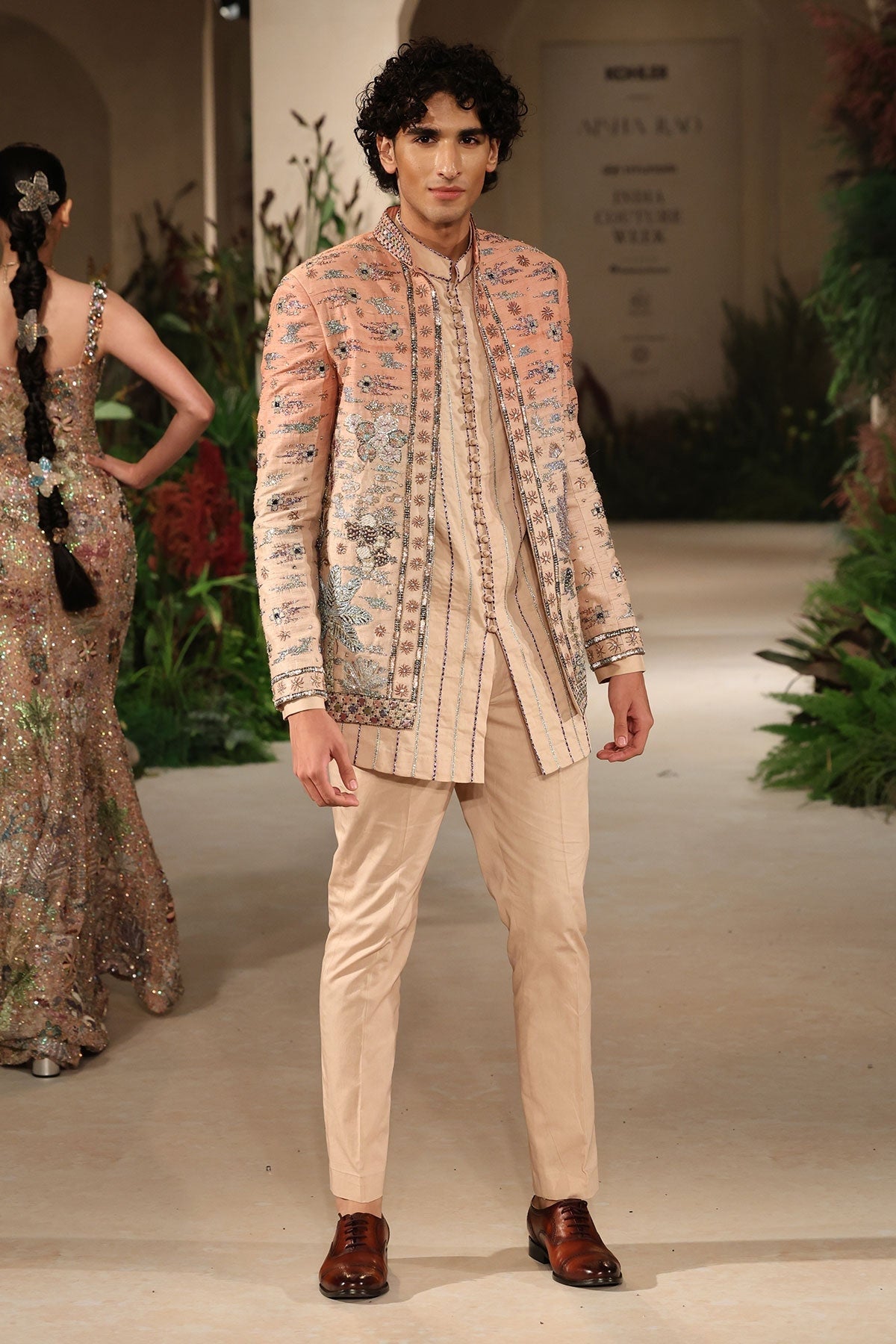 Petalplay - Cantaloupe Sandstone raw silk Jacket Set