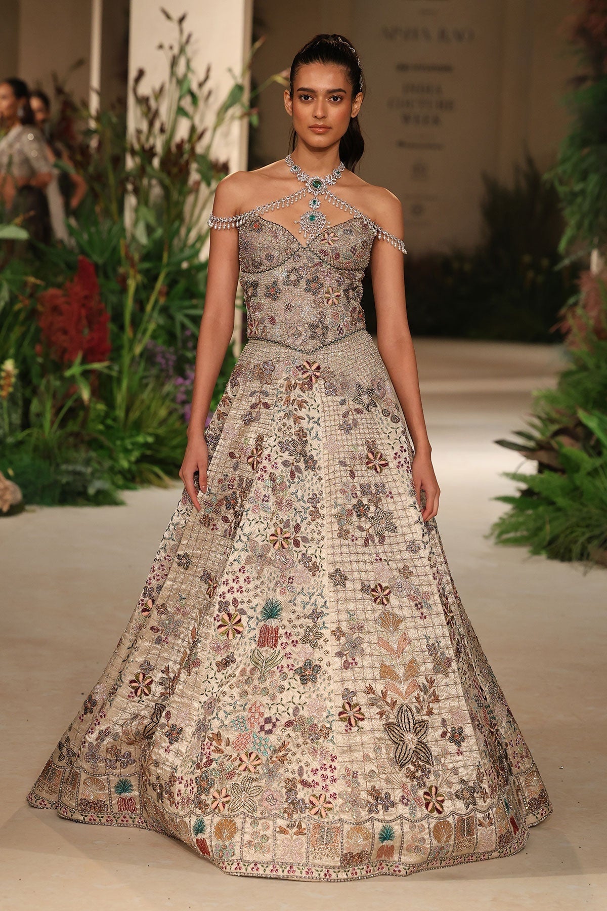 Dawnspell - silver Banarasi Tissue Brocade lehenga