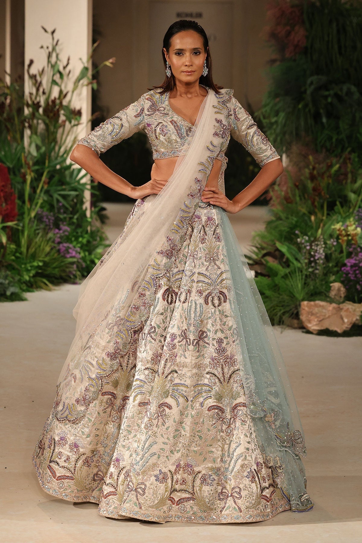 Windsong - silver Banarasi Tissue Brocade lehenga