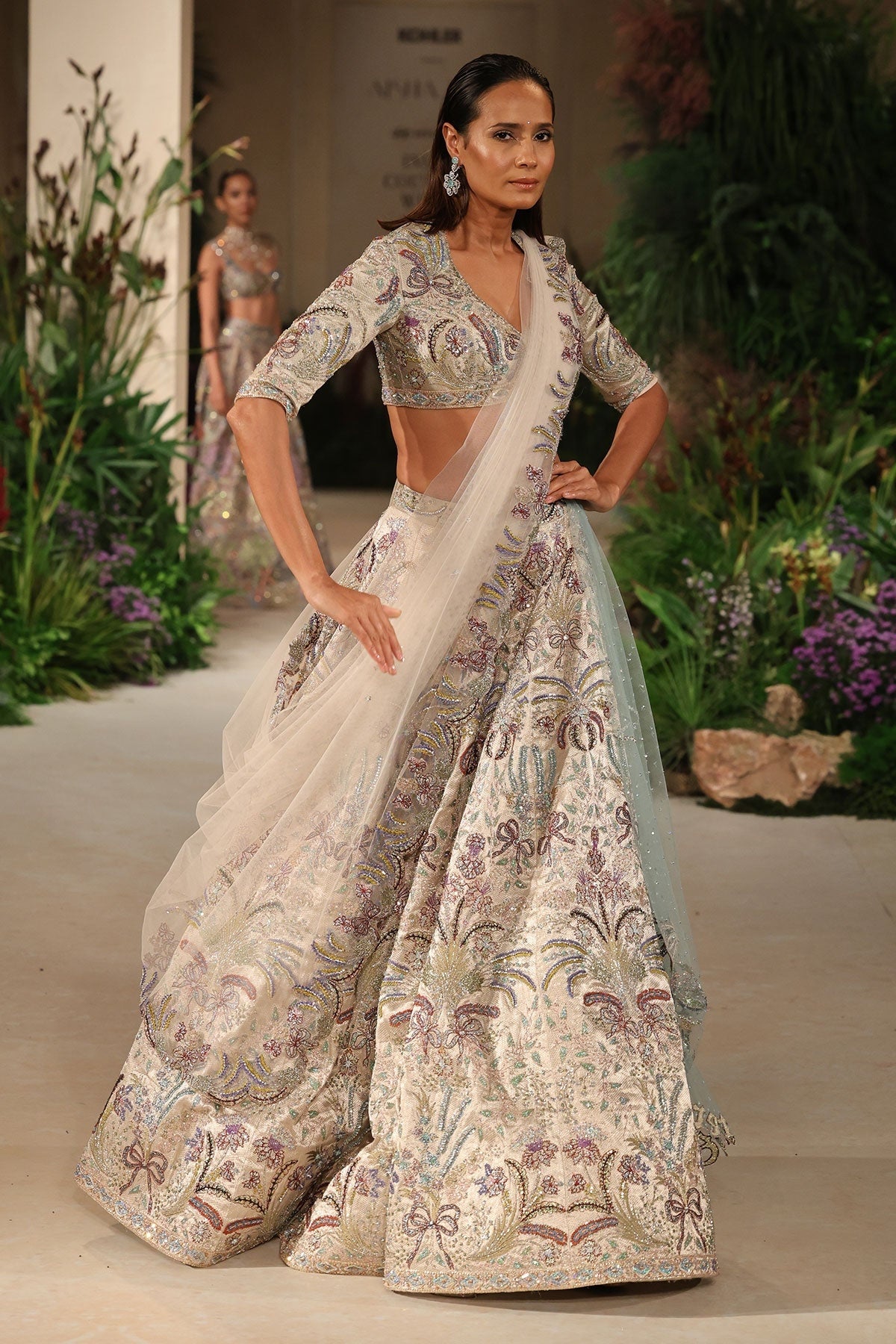 Windsong - silver Banarasi Tissue Brocade lehenga