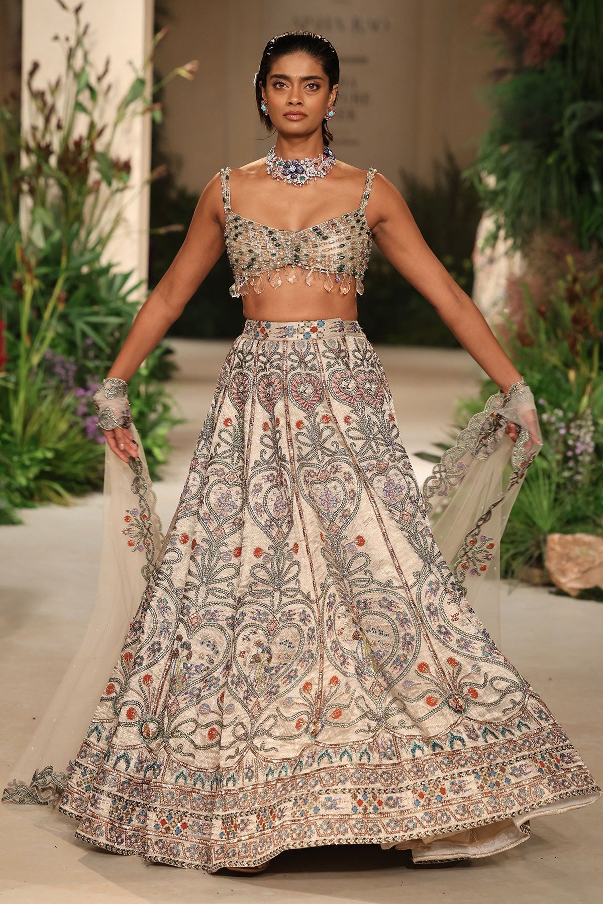 Wildflower - silver Banarasi Tissue Brocade lehenga
