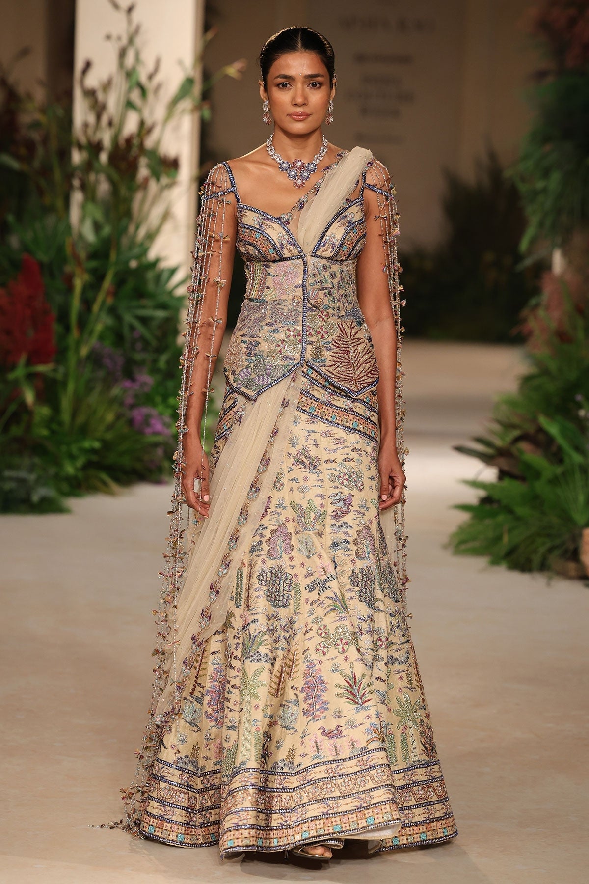 Stargaze - Sandstone raw silk lehenga