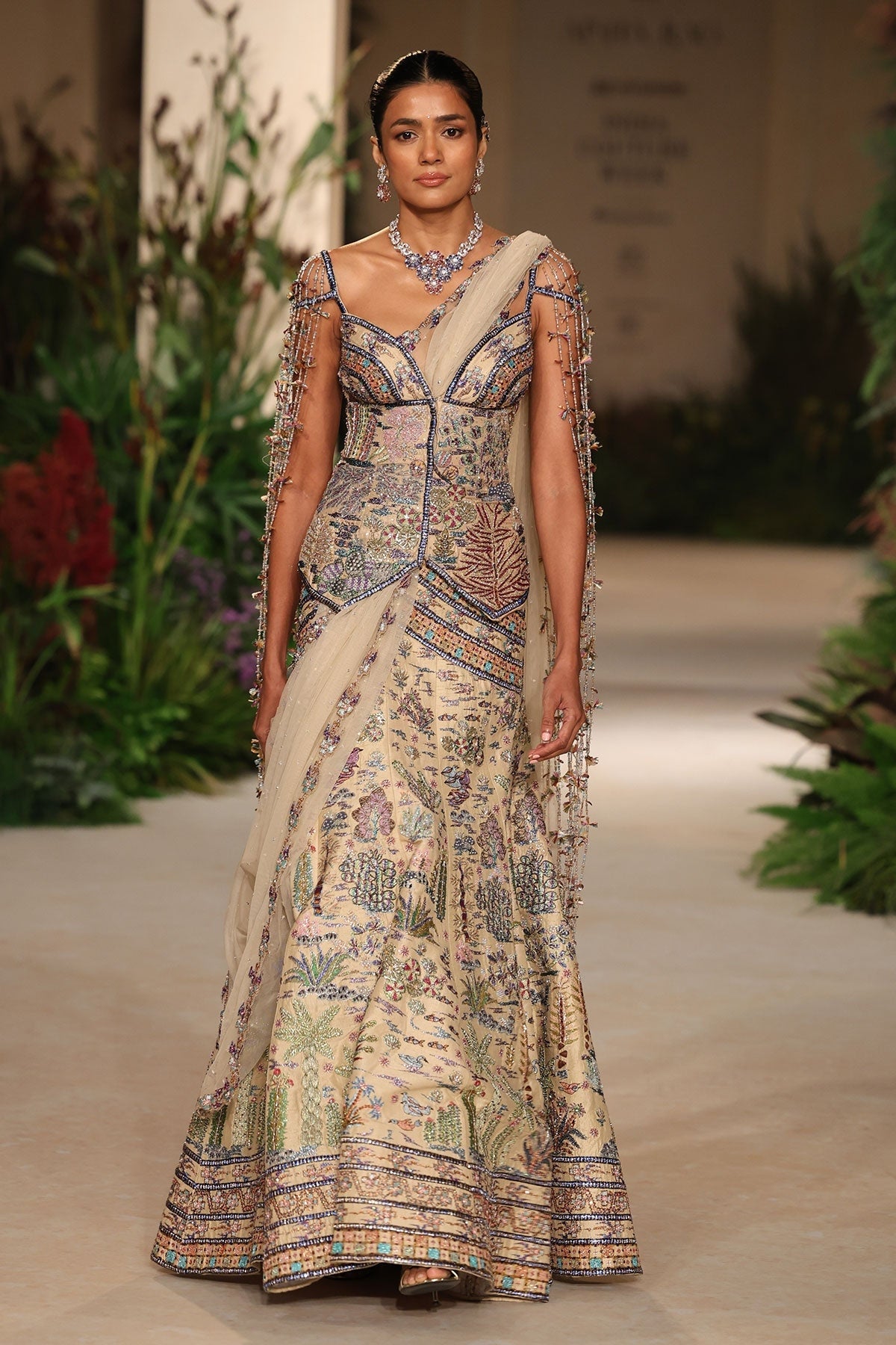 Stargaze - Sandstone raw silk lehenga