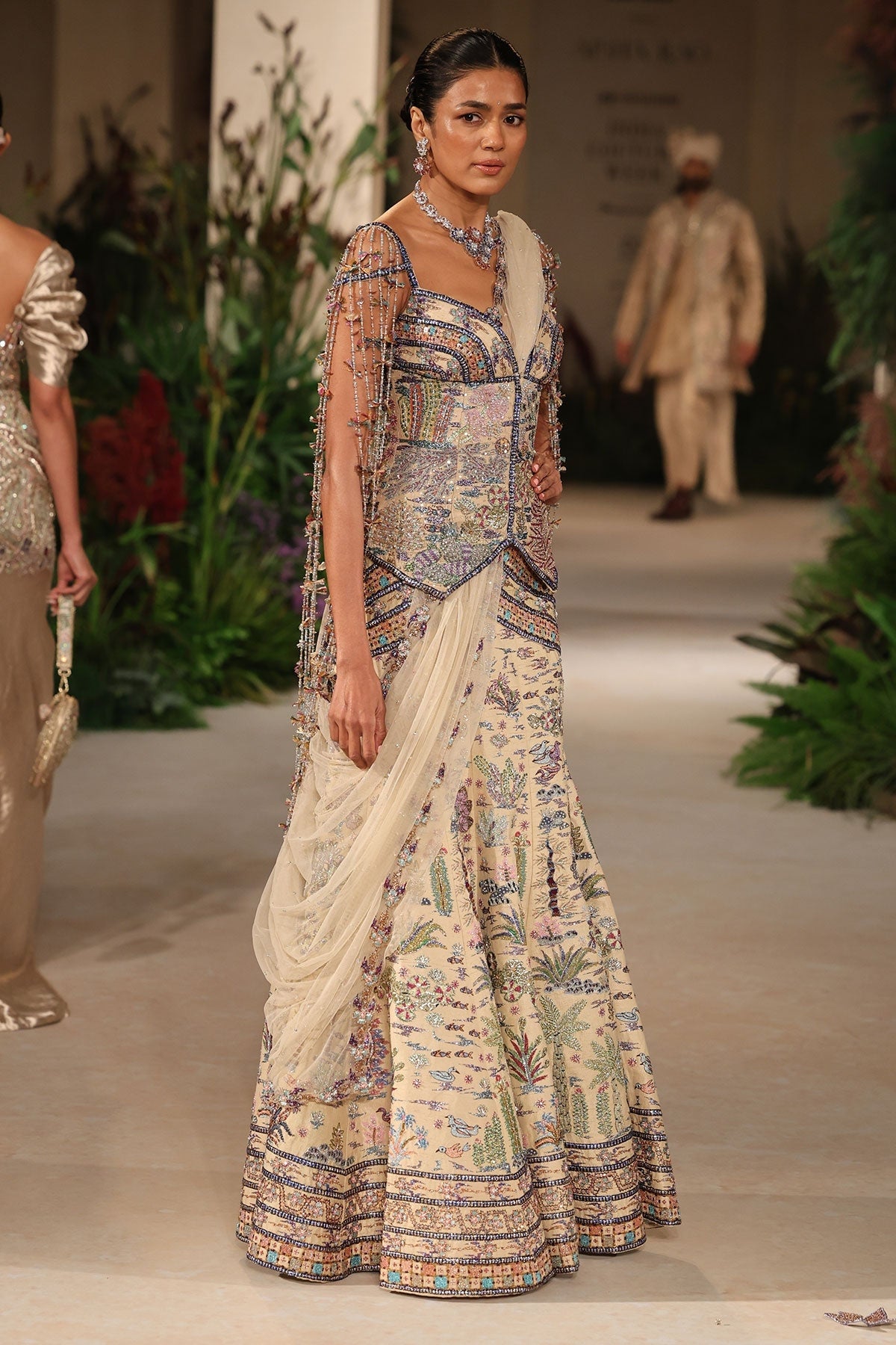 Stargaze - Sandstone raw silk lehenga