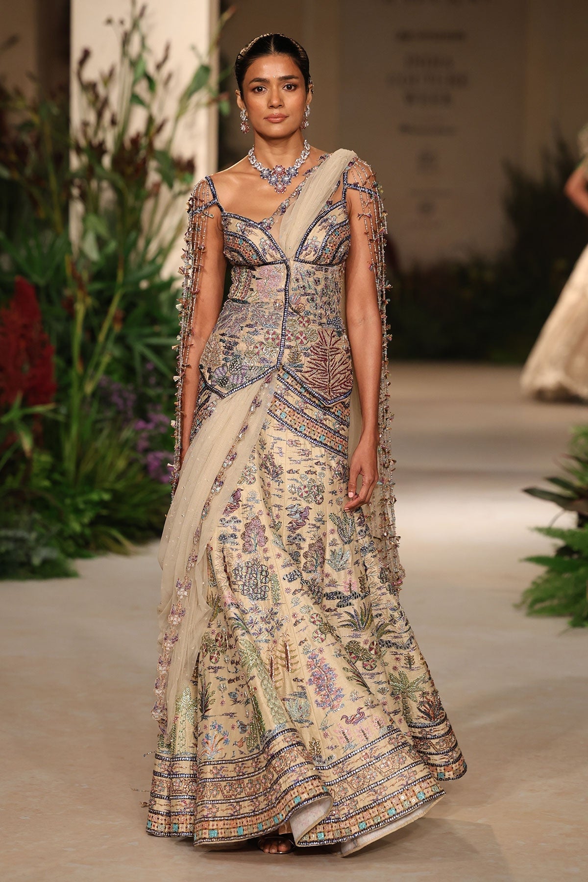 Stargaze - Sandstone raw silk lehenga