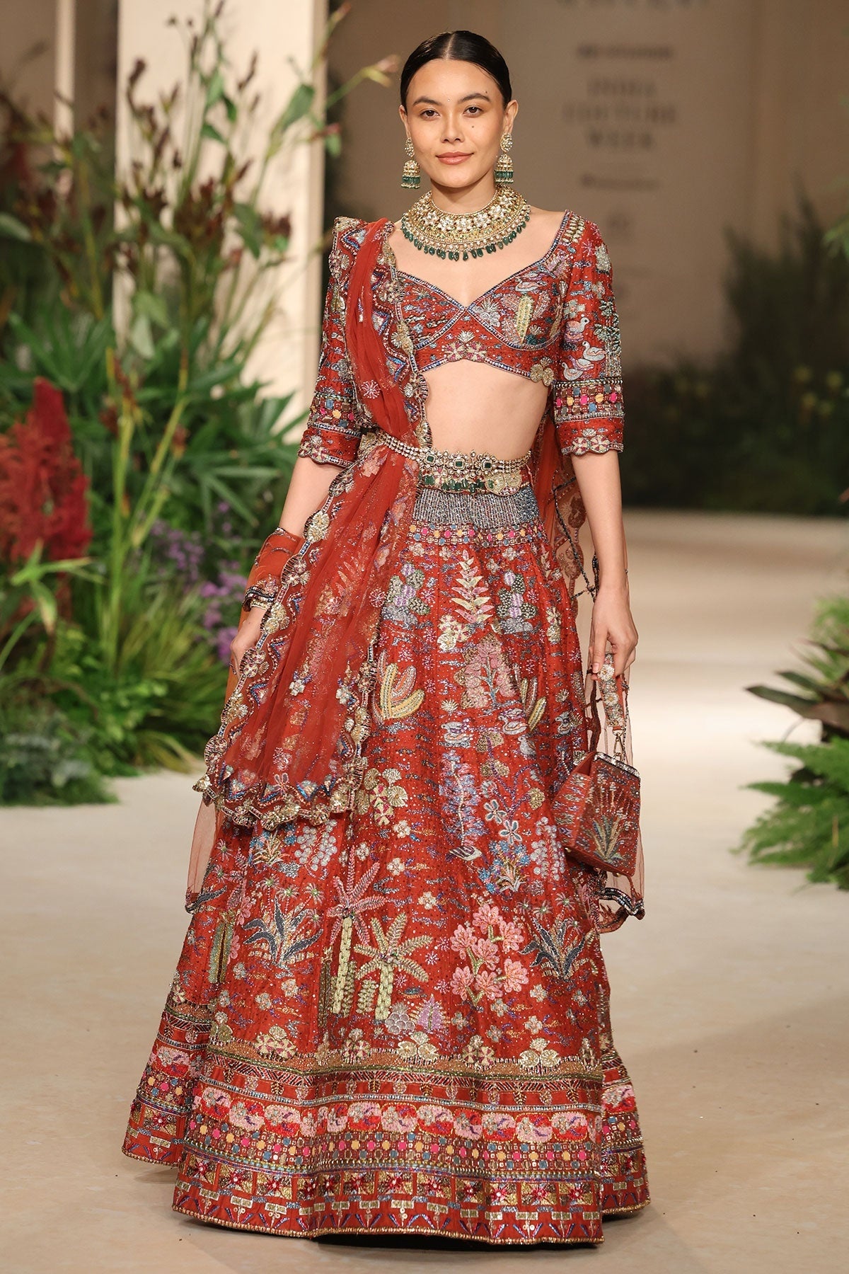 Rosina - rust raw silk Lehenga