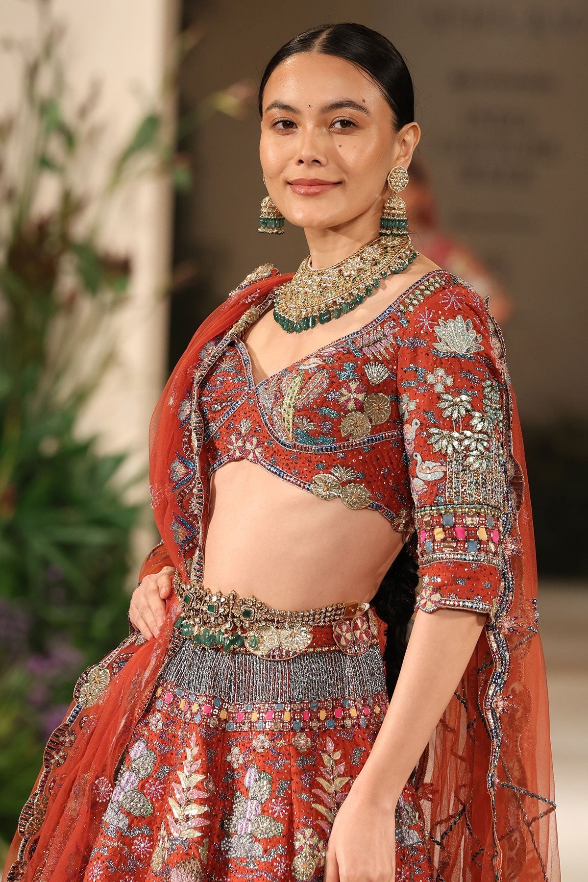 Rosina - rust raw silk Lehenga