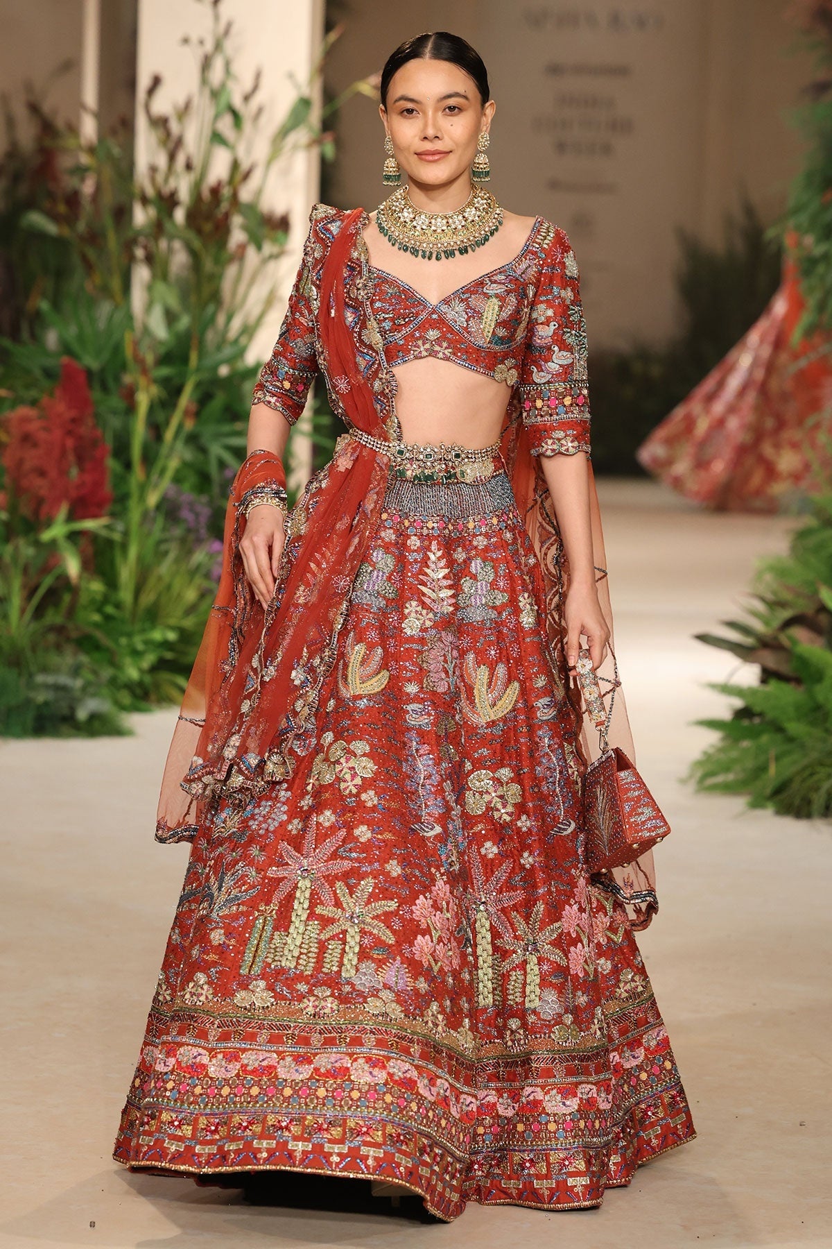 Rosina - rust raw silk Lehenga
