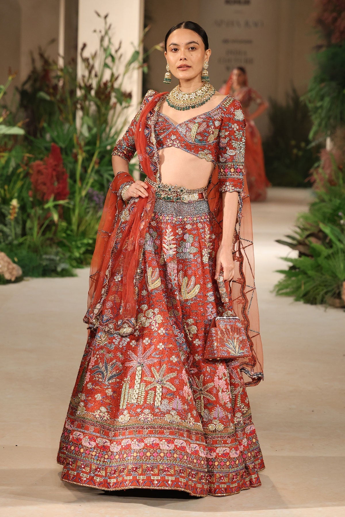 Rosina - rust raw silk Lehenga