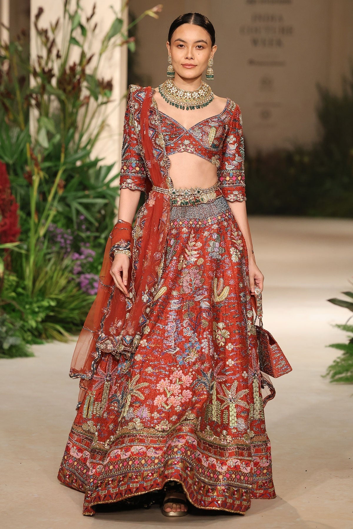 Rosina - rust raw silk Lehenga