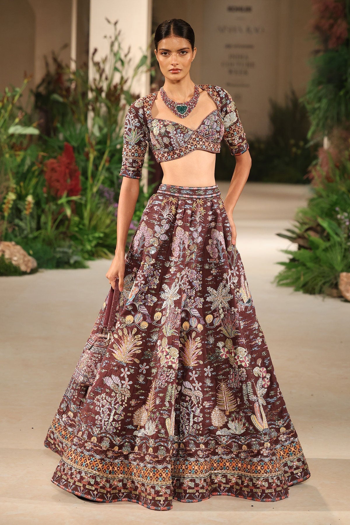 Twinkleheart - teakberry raw silk Lehenga