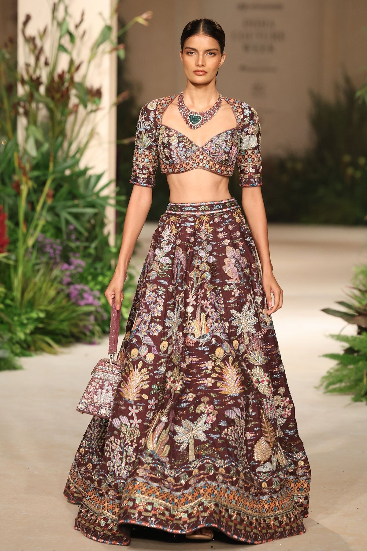 Twinkleheart - teakberry raw silk Lehenga