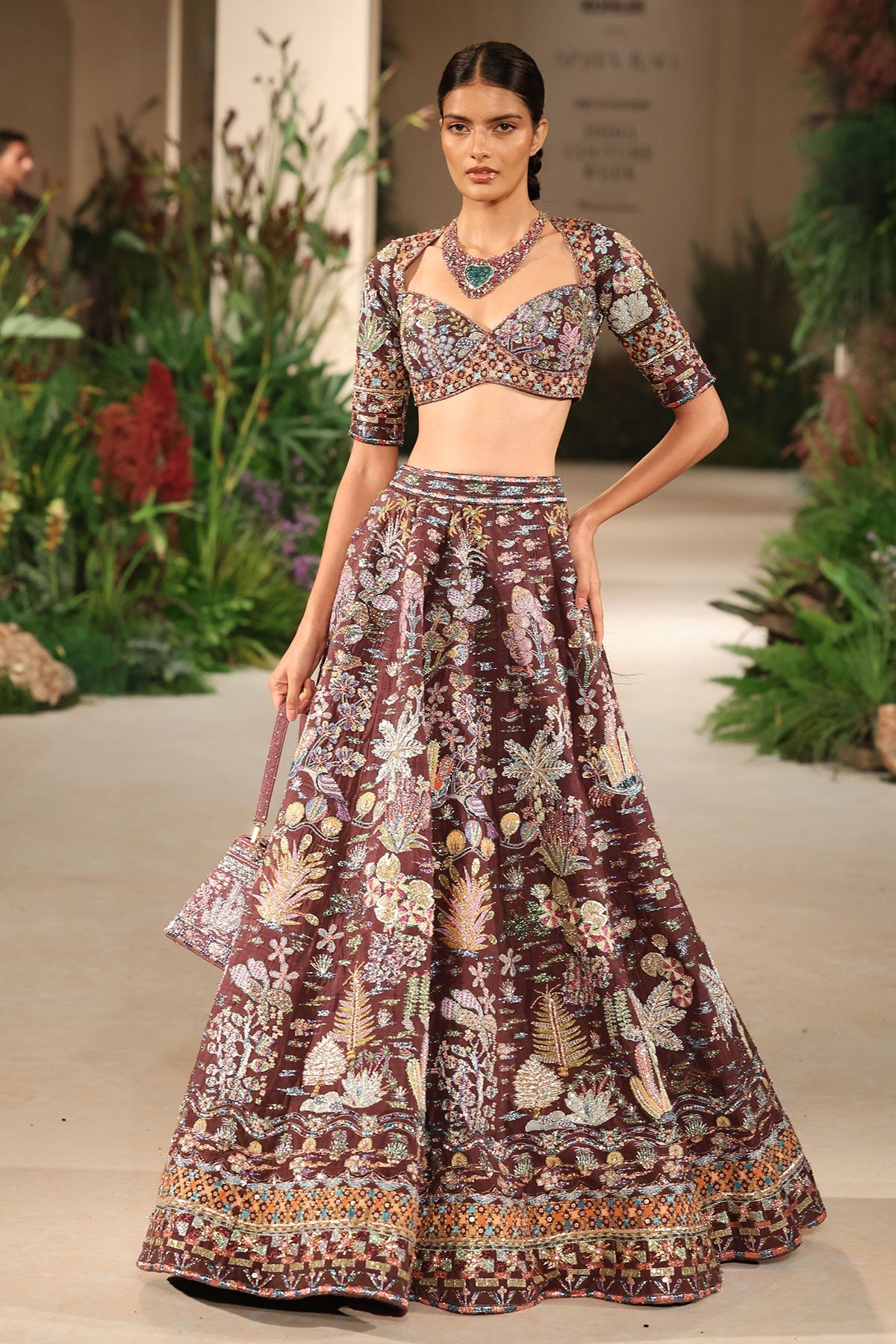 Twinkleheart - teakberry raw silk Lehenga