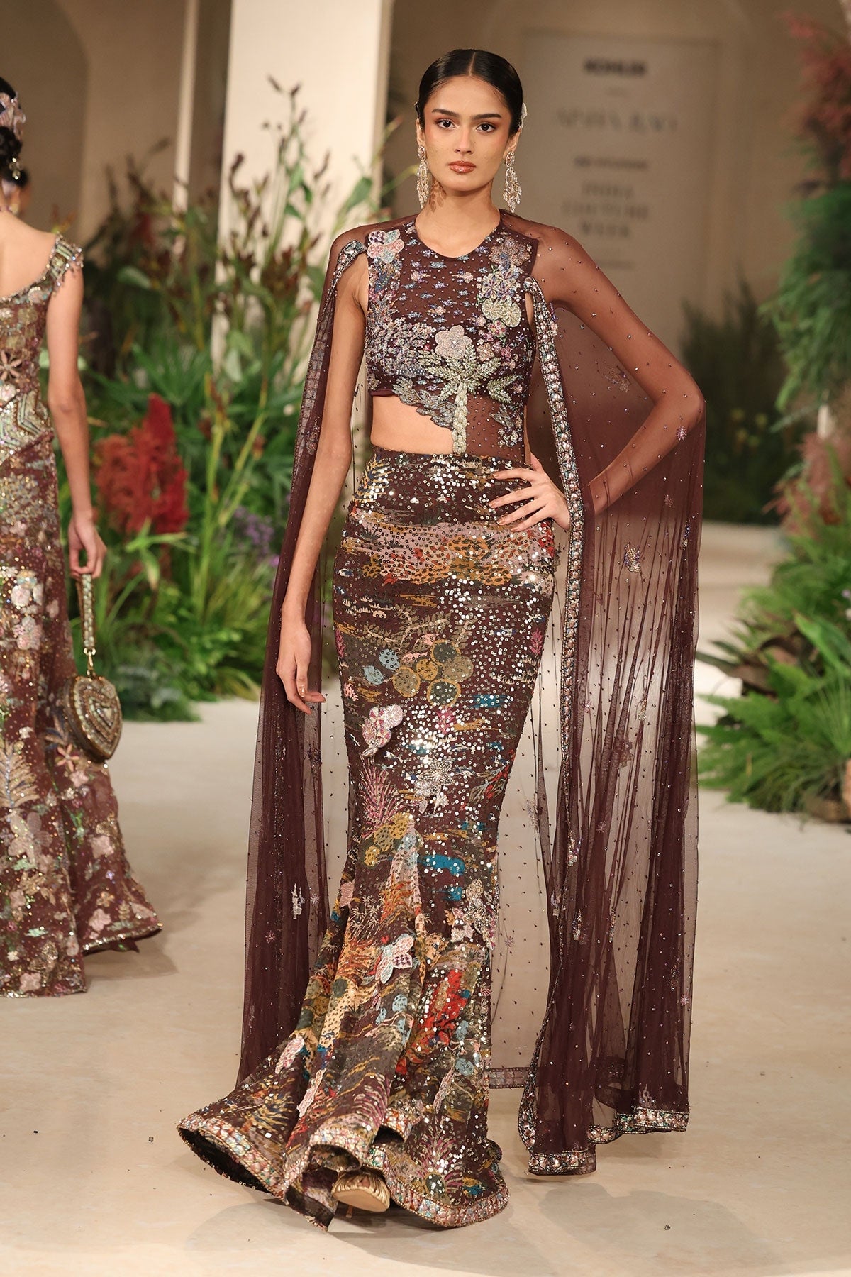 Summeadow - teakberry sequin georgette gown