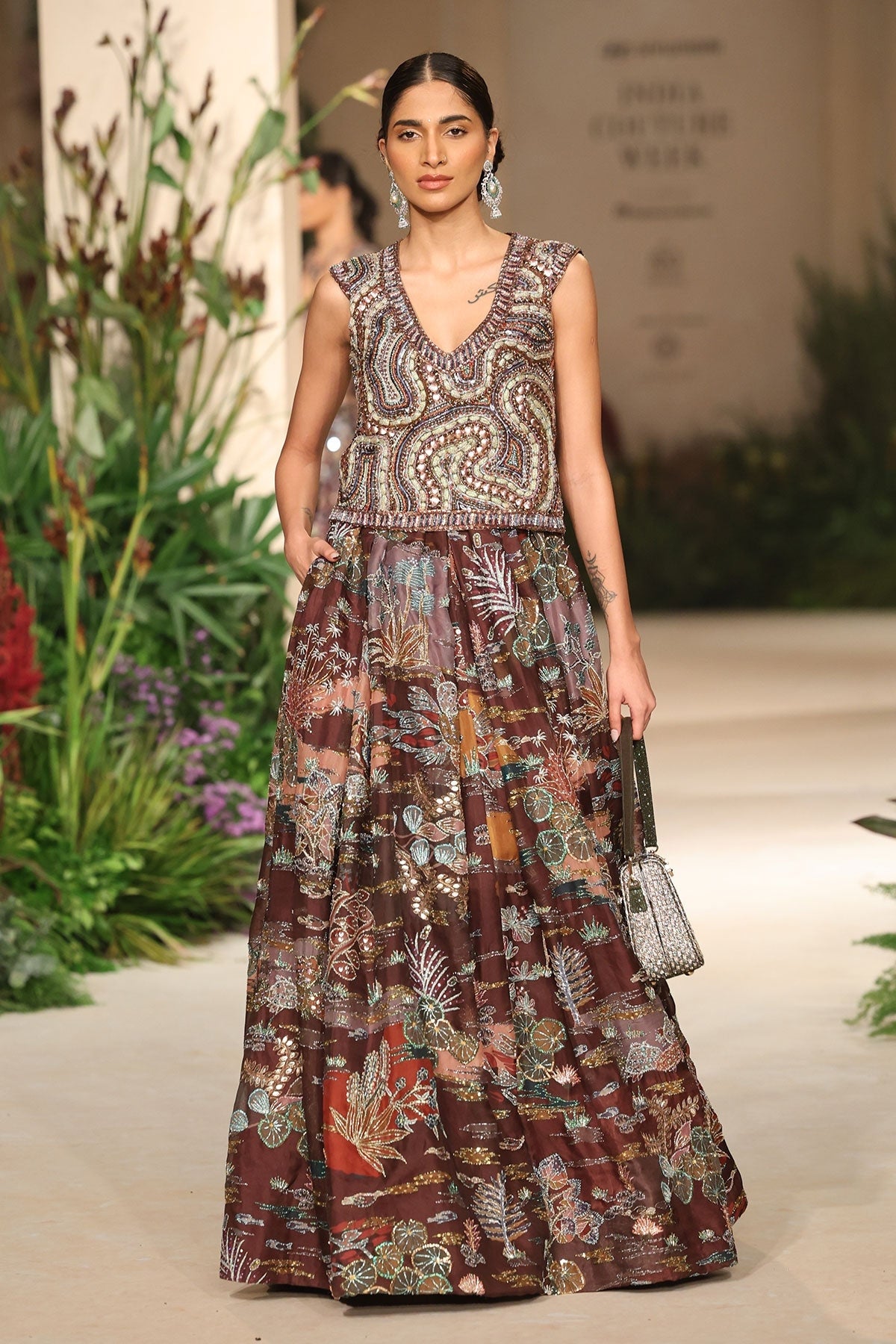 Ardenne - teakberry organza Lehenga