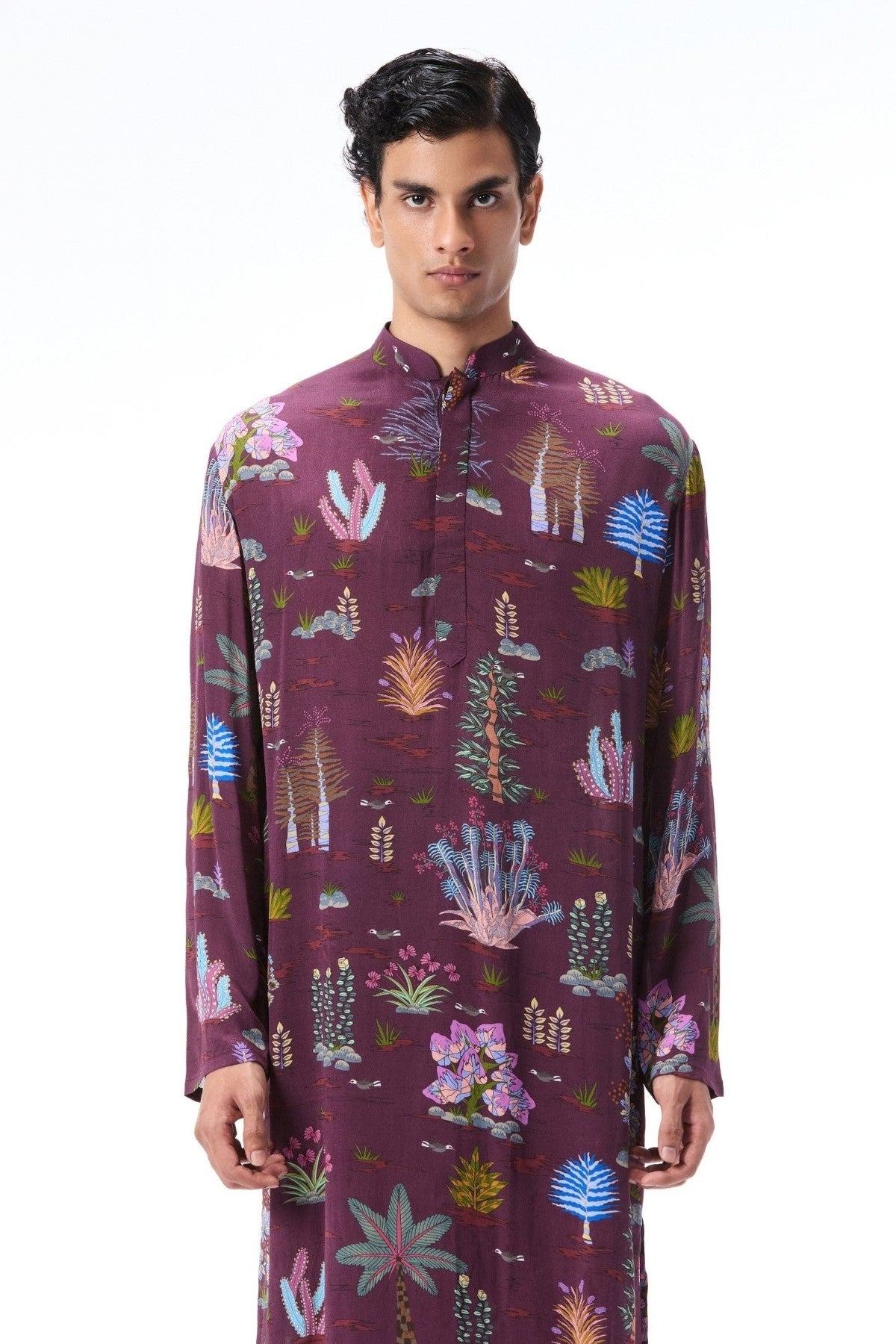 Celestique - printed mulberry crepe kurta