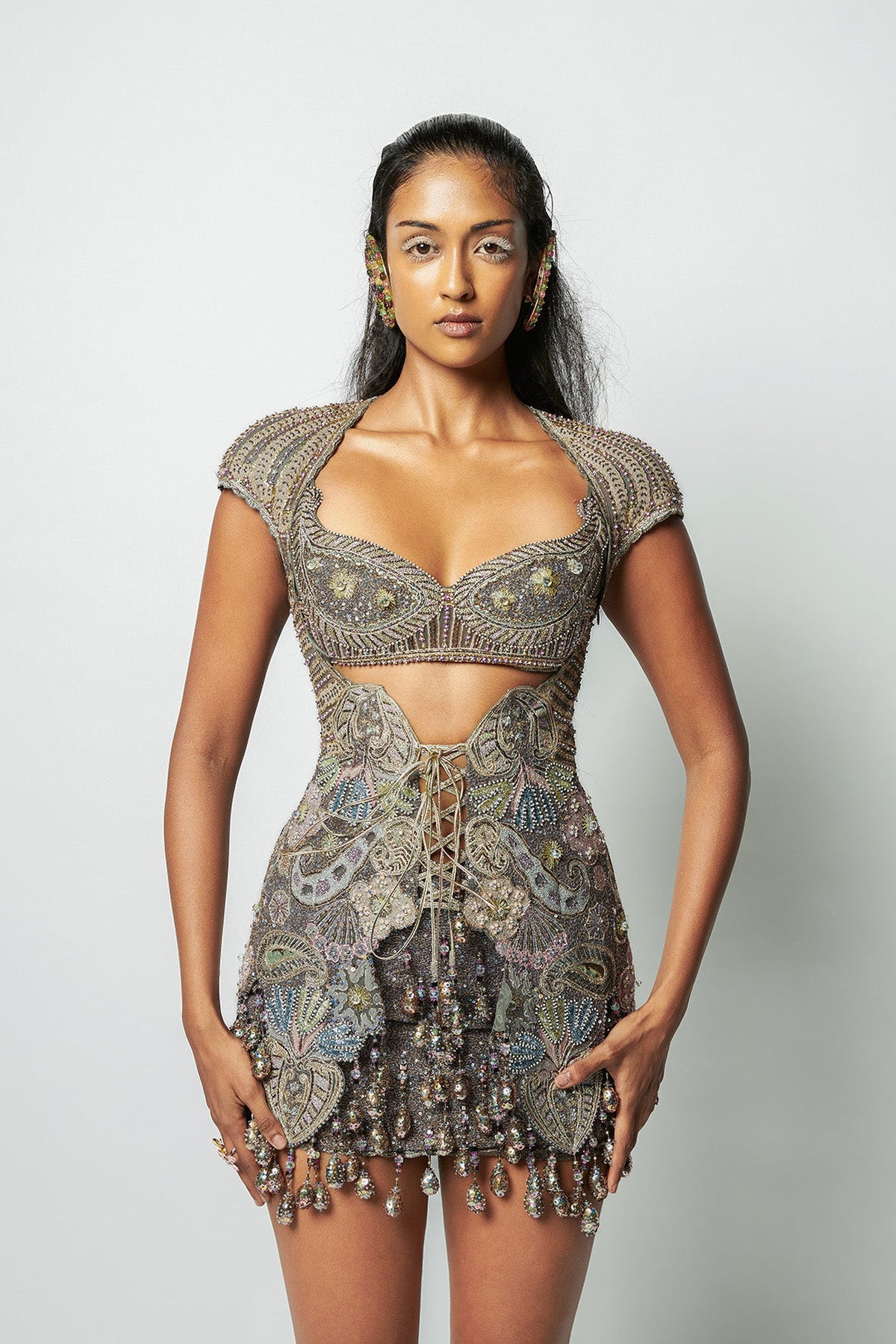 Interstructa - Grey Soft Tulle Bodycon Set