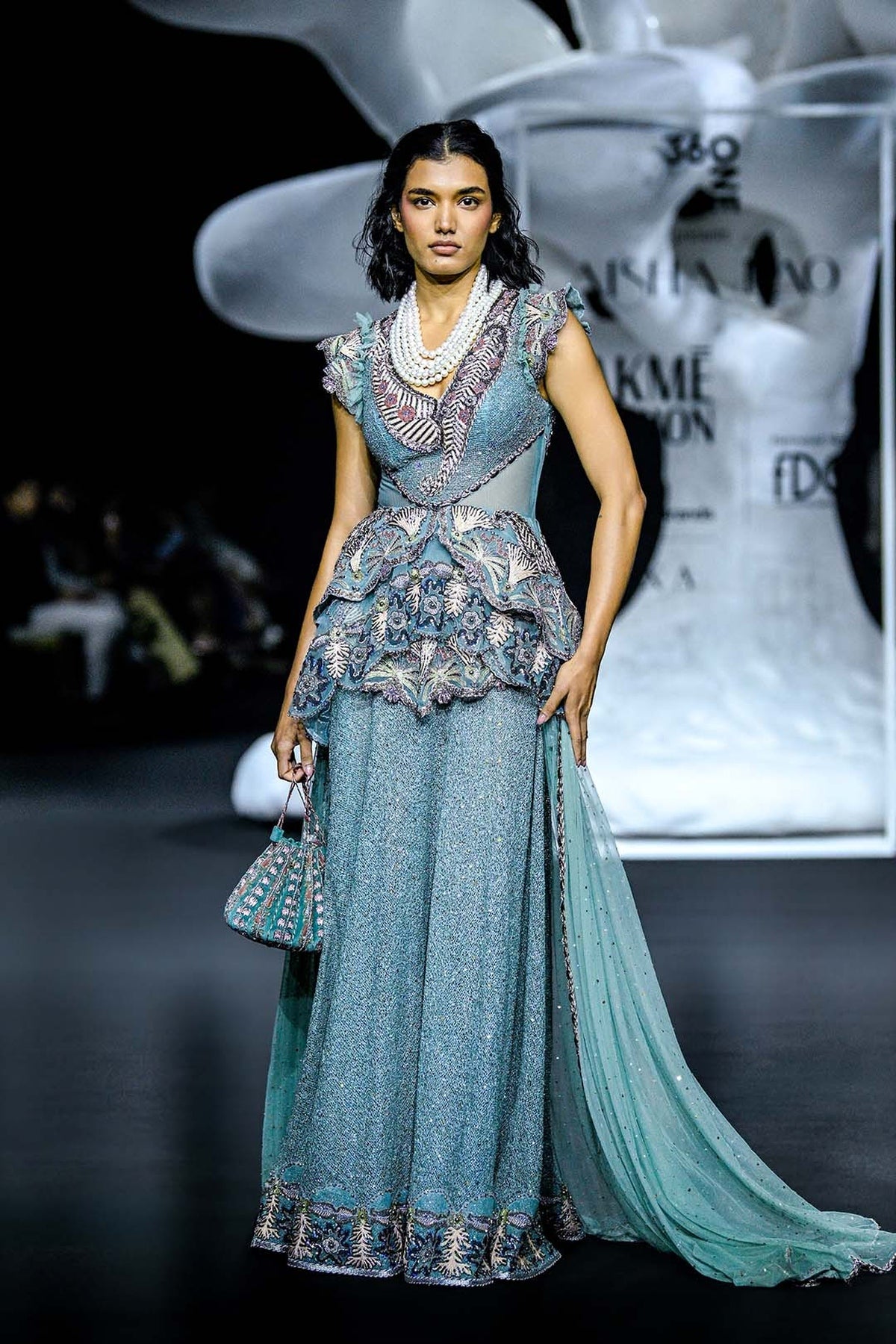 Interaqua - Teal Blue Mesh Gown