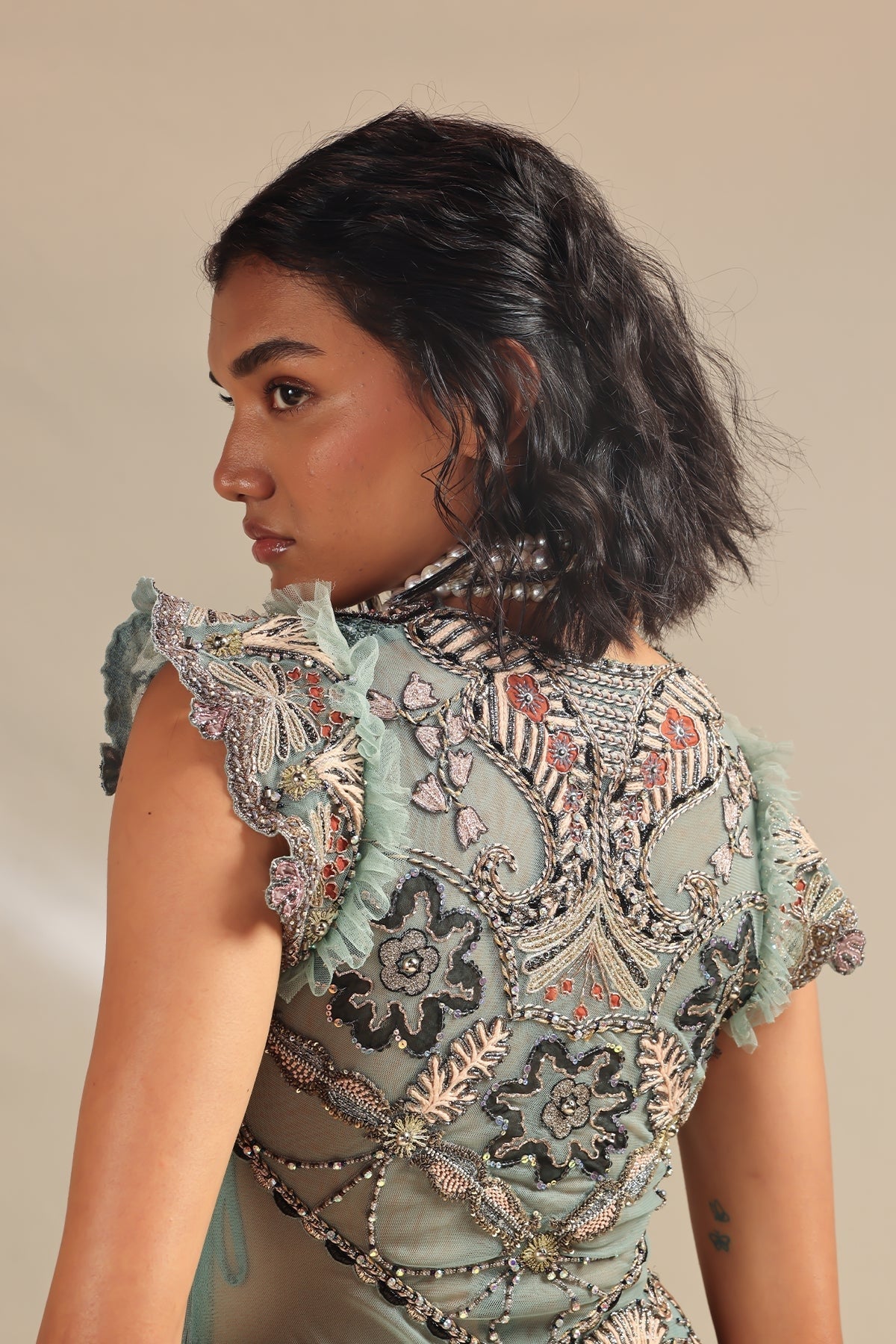 Interaqua - Teal Blue Mesh Gown
