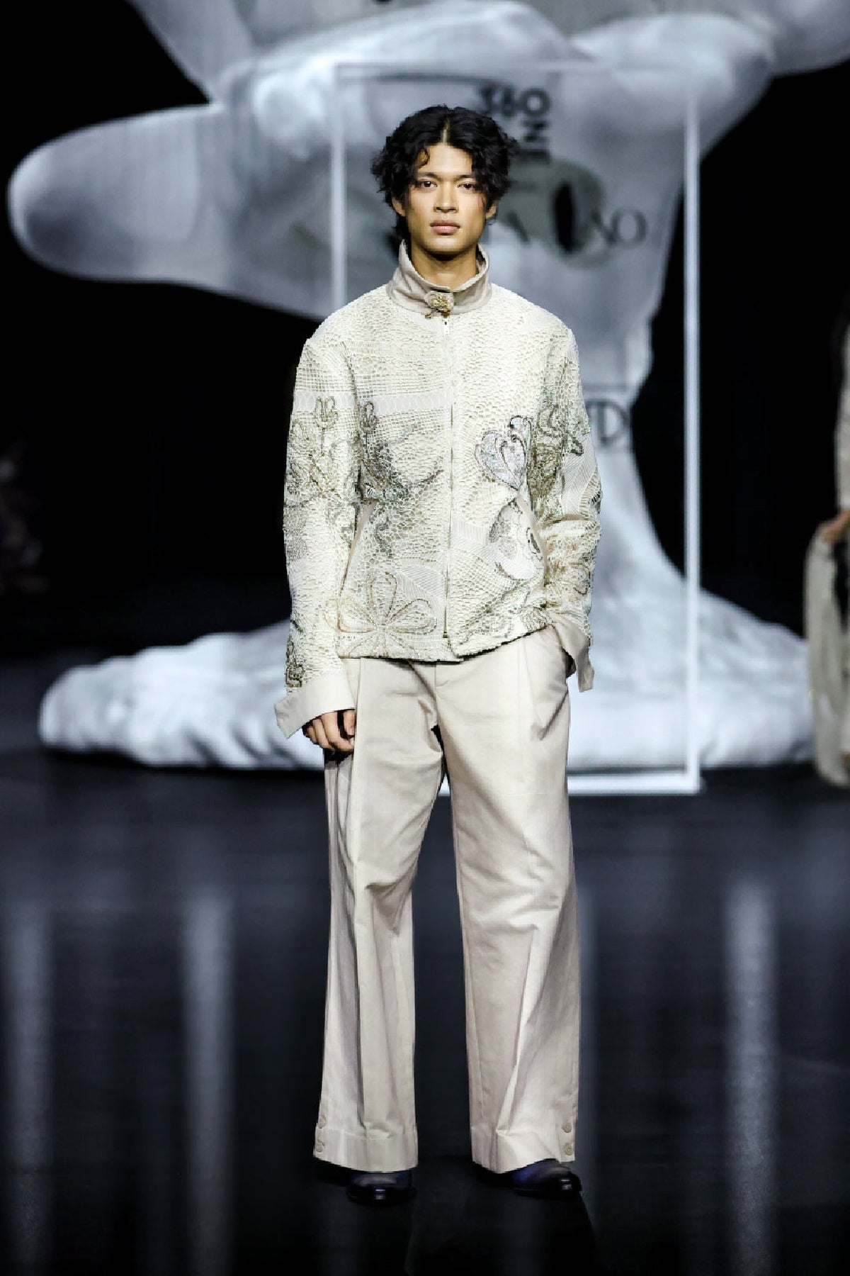 Intercore - ivory beige mesh jacket