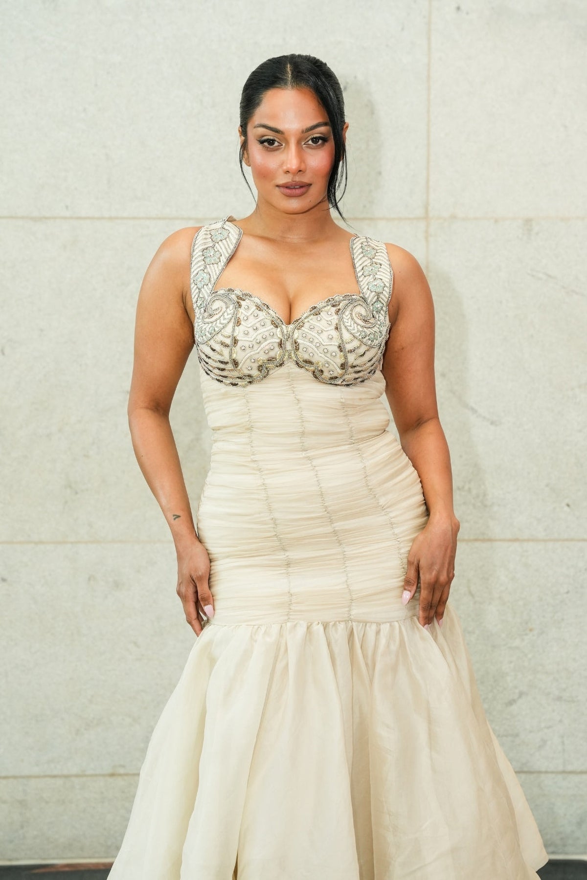 INTERSIREN - Ivory Organza Bodycon Mermaid Gown