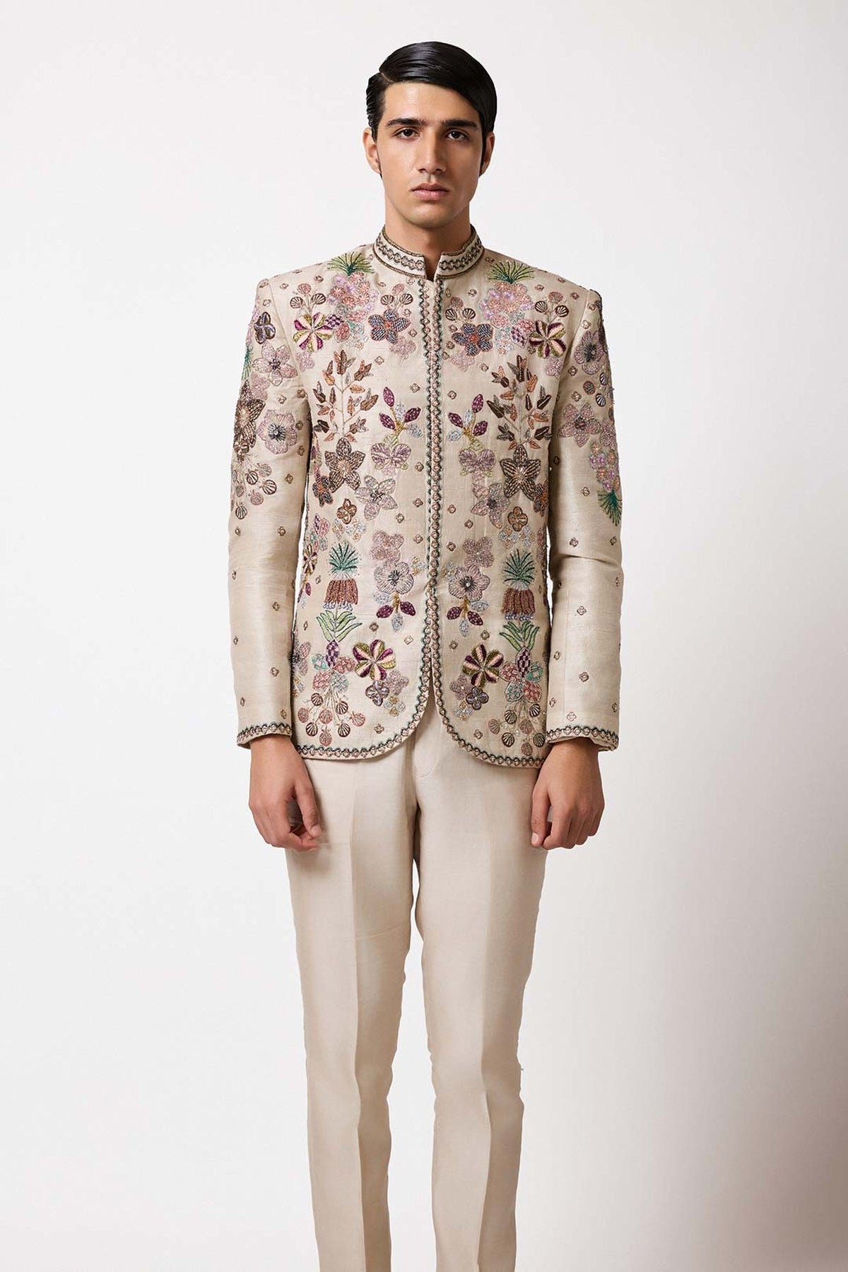Orion - Pastel Ivory Raw Silk Bandhgala