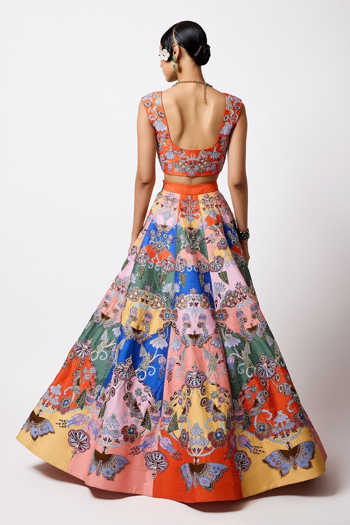 Prismara - Multicolour Kasab Satin Lehenga
