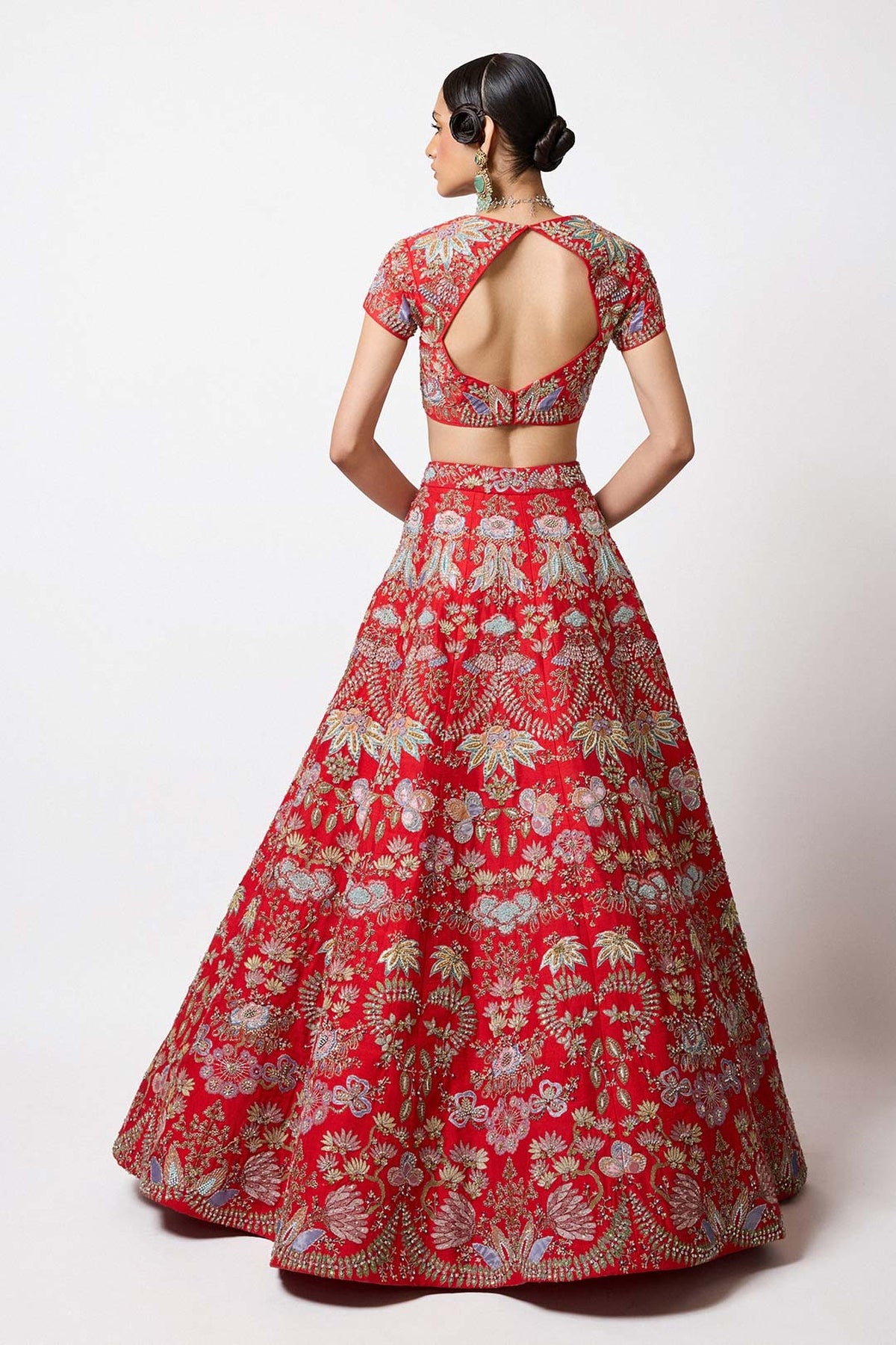 Rougena - Red Raw Silk Lehenga