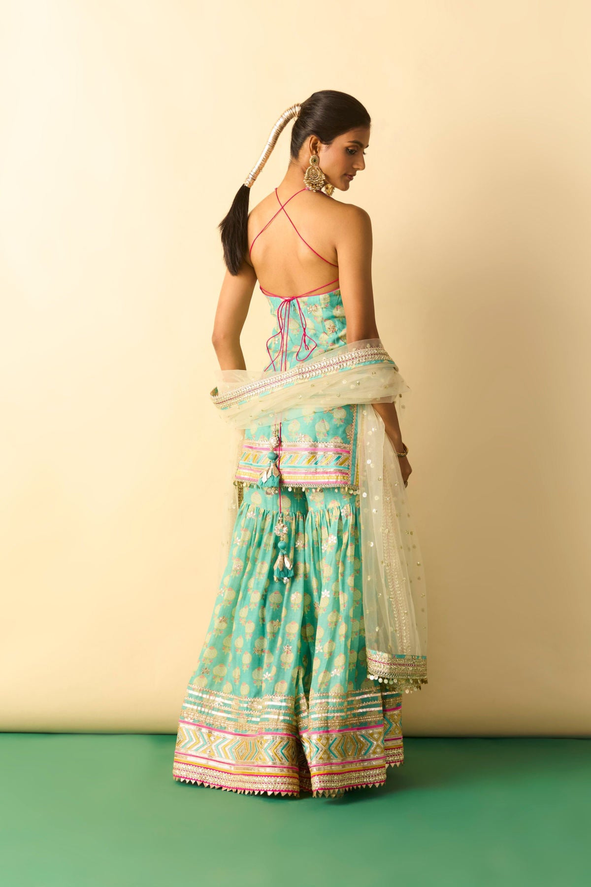 Antara Motiwala in Dwisha Halter Sharara Set