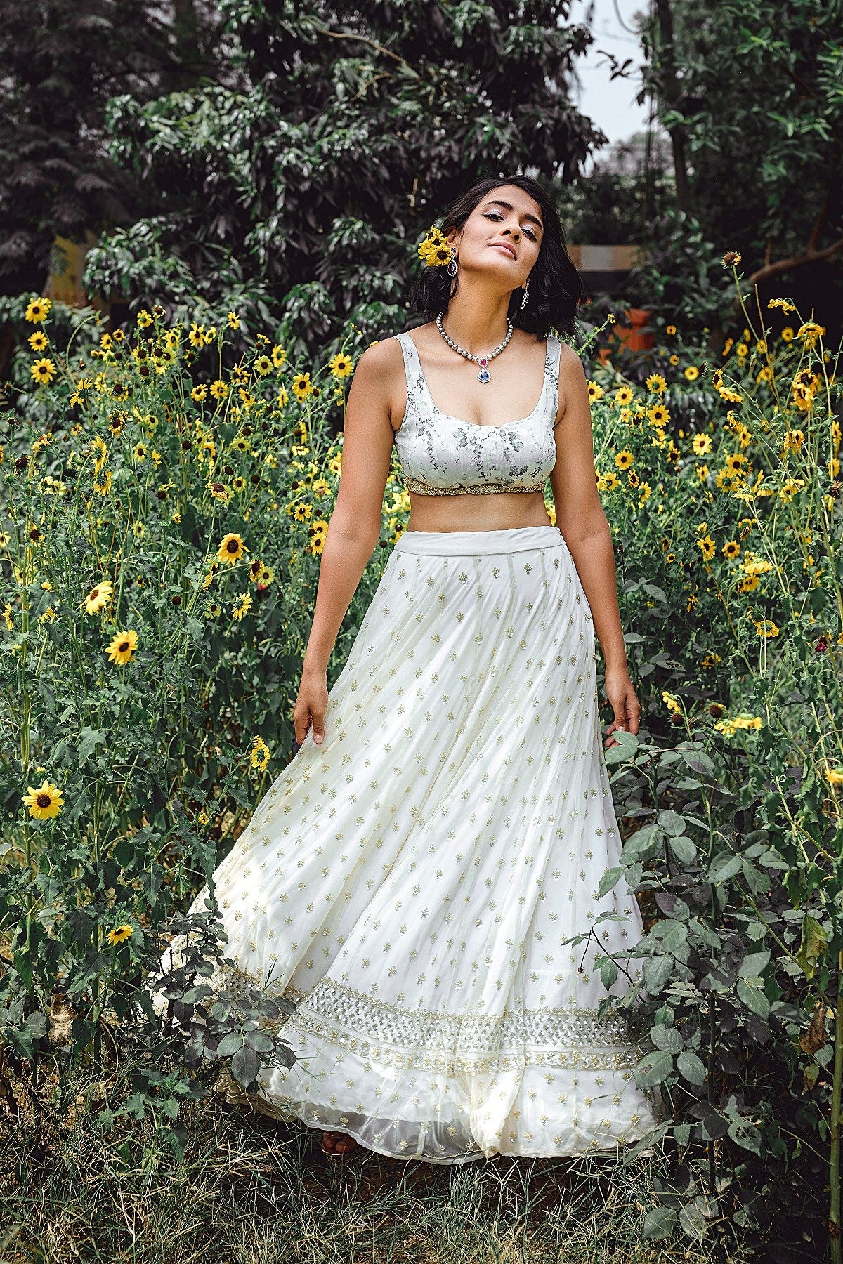 Off White Bootie Lehenga Set