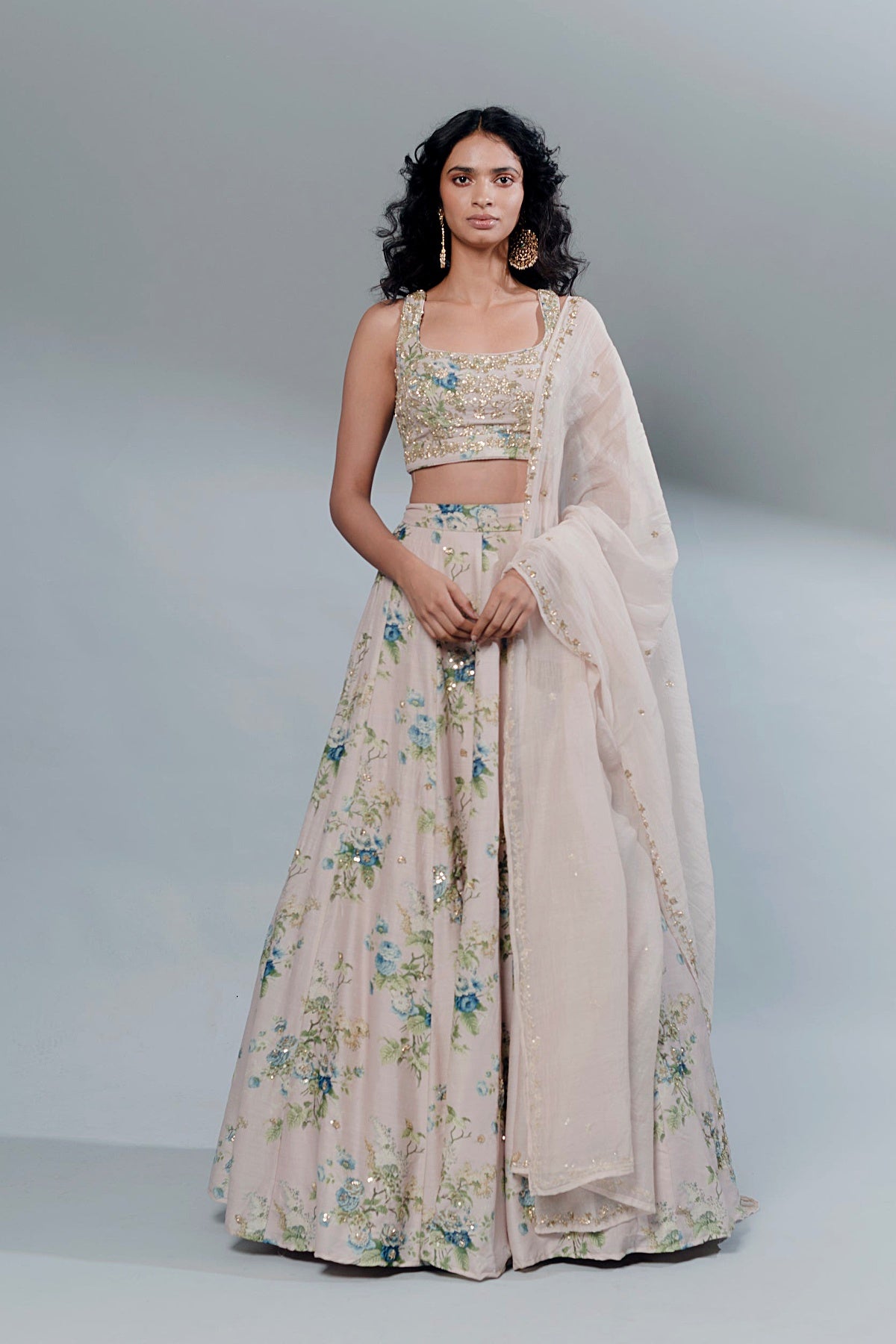 Pink Floral Lehenga Set